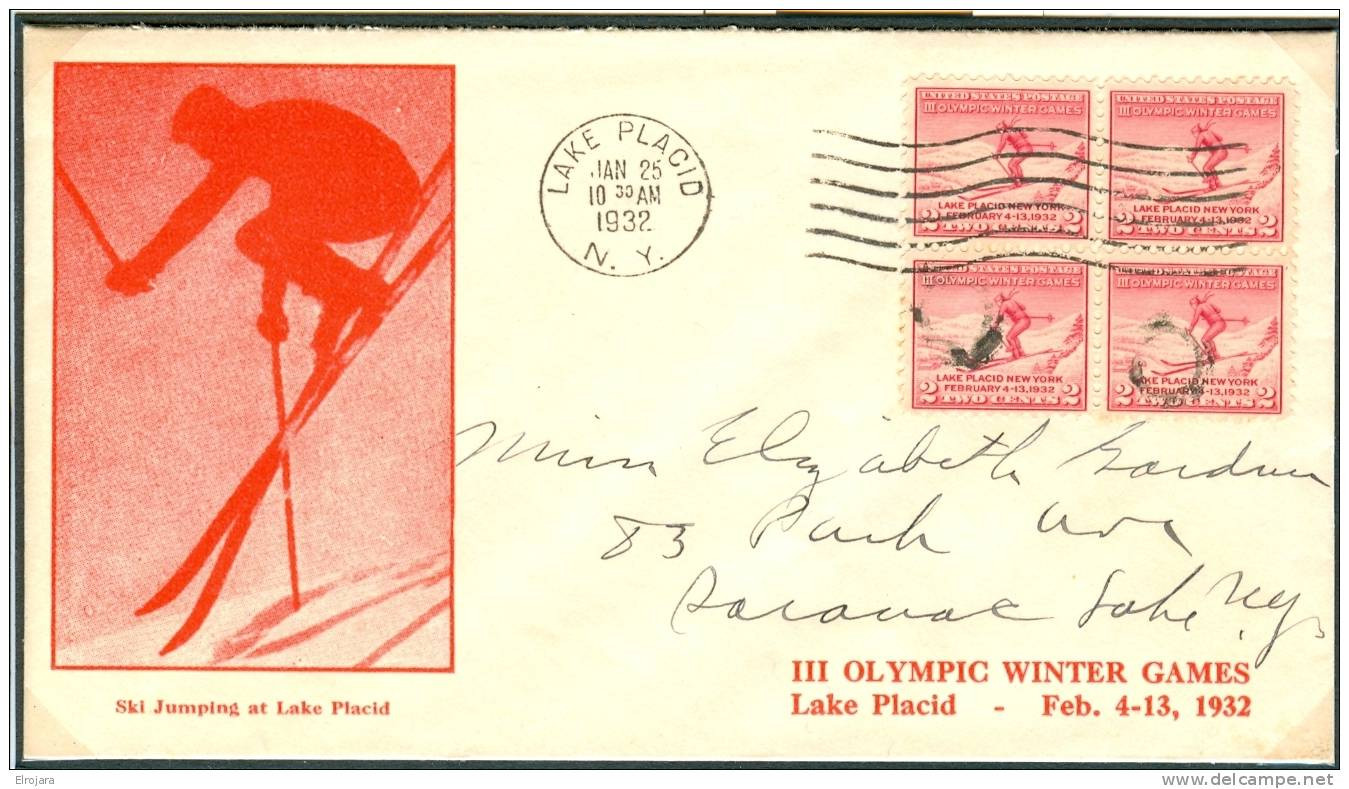 USA FDC 25-1-1932 - Invierno 1932: Lake Placid