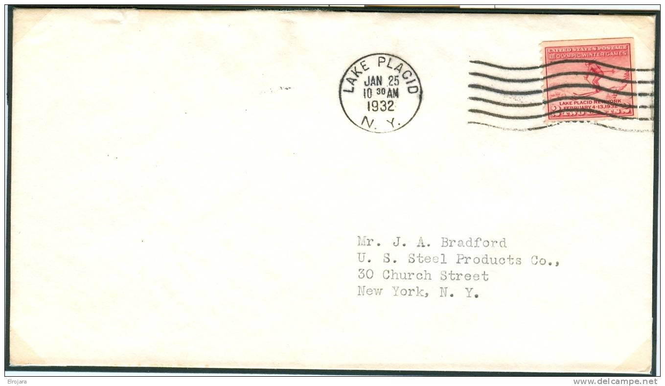 USA FDC 25-1-1932 STAMP UPPER AND RIGHT SIDE IMPERFORATED - Invierno 1932: Lake Placid