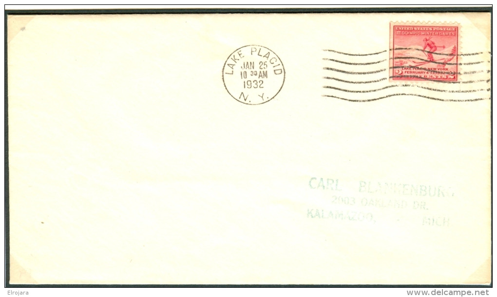 USA FDC 25-1-1932 STAMP LEFT IMPERFORATED - Winter 1932: Lake Placid