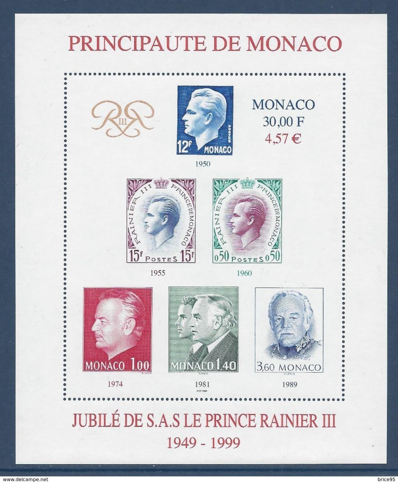 Monaco - Bloc YT N° 83 ** - Neuf Sans Charnière - 1999 - Blocks & Sheetlets