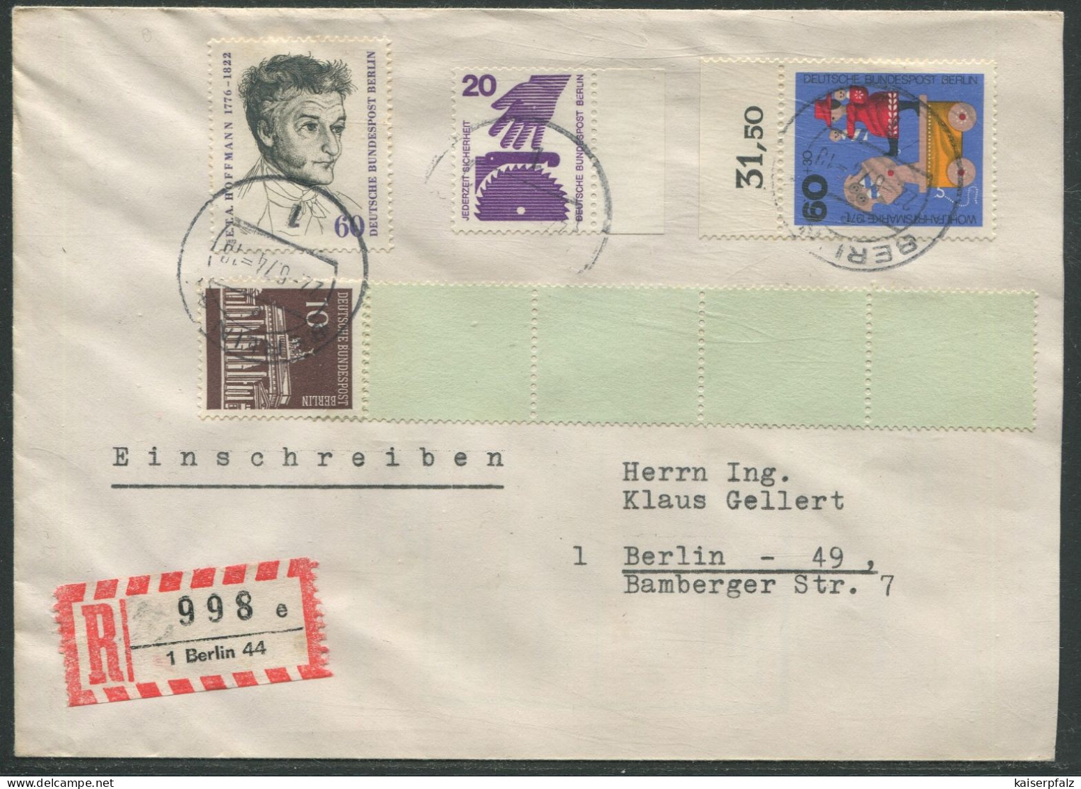 1454) MiNr.: 404 A, 286, 415 Und 426 MischF- EinschrBf - Berlinstempel - Lettres & Documents