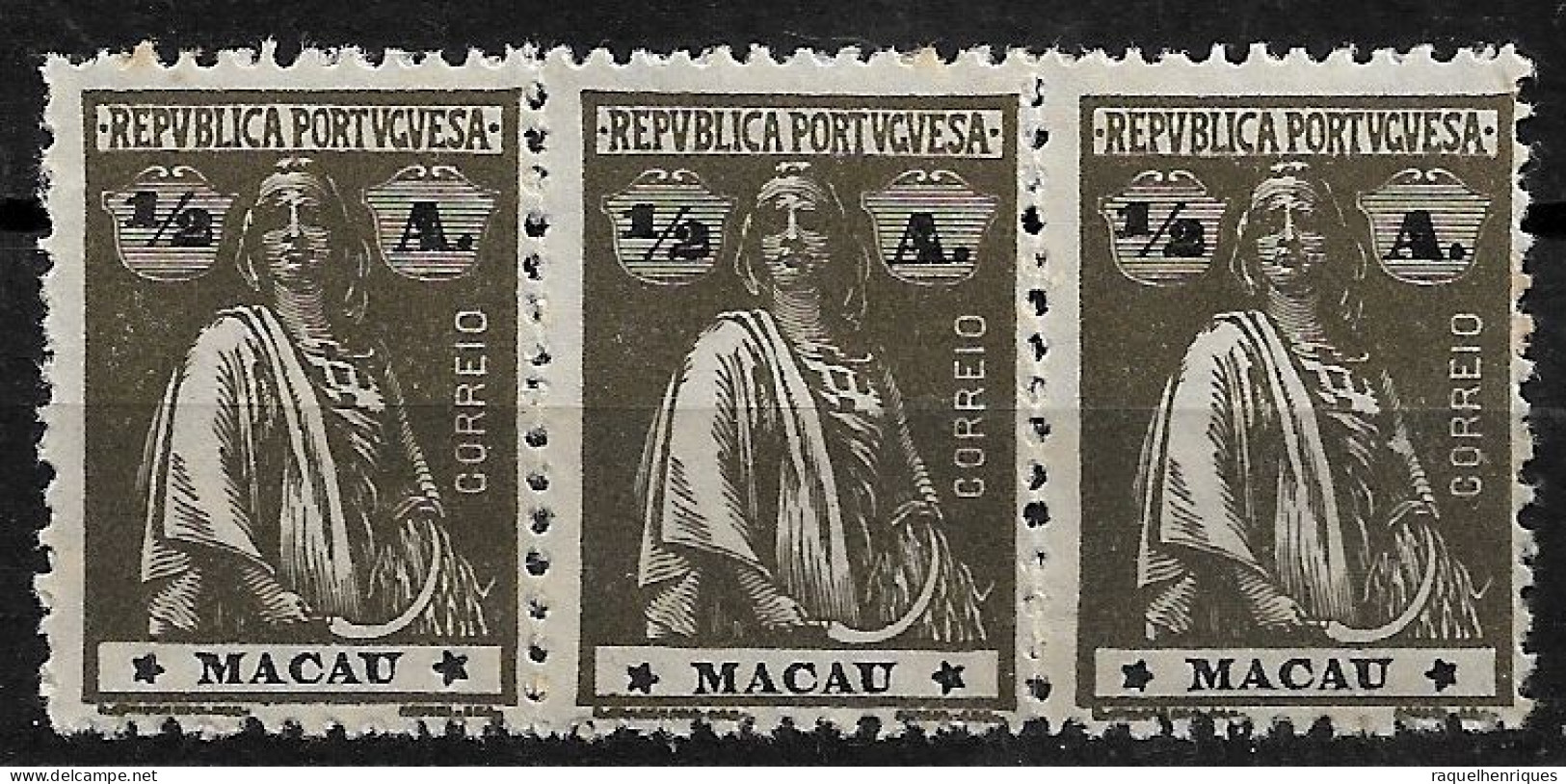 MACAU 1922 CERES 1/2A - 12x11.5 - TRIO M NG (NP#72-P06-L1) - Neufs