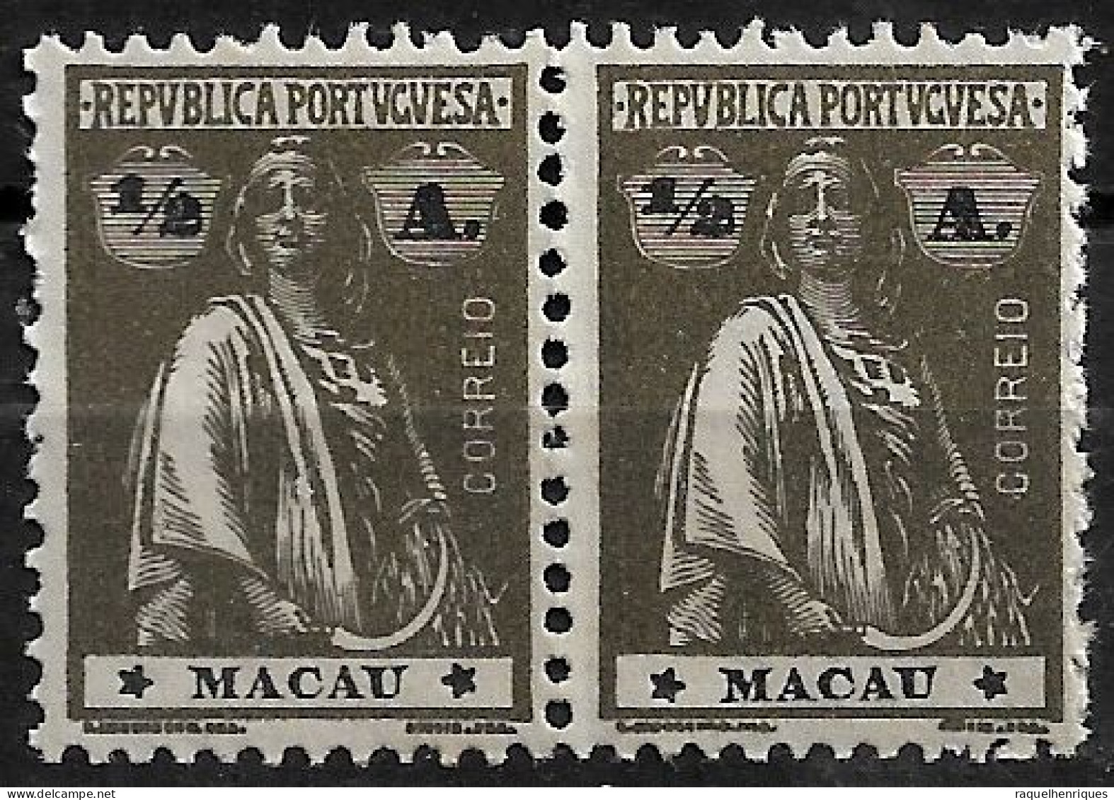 MACAU 1922 CERES 1/2A - 12x11.5 - PAIR M NG (NP#72-P06-L2) - Neufs