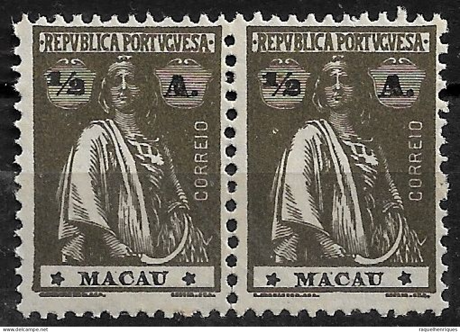 MACAU 1922 CERES 1/2A - 12x11.5 - PAIR M NG (NP#72-P06-L2) - Neufs