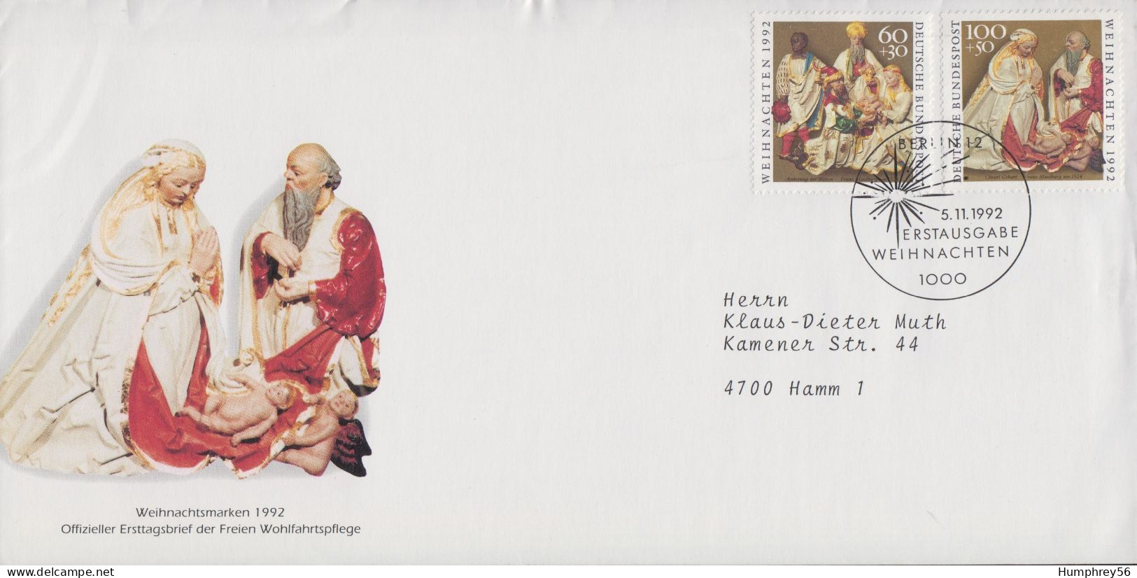 1992 - GERMANY - FDC - Christmas [Michel 1639/1640] + BERLIN 12 - 1991-2000