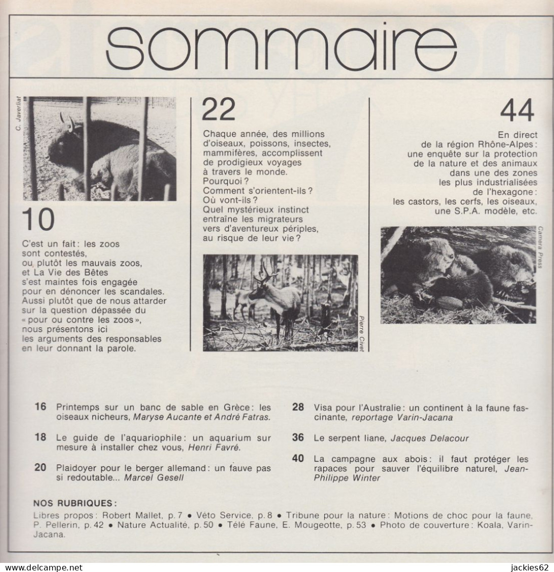 237/ LA VIE DES BETES / BETES ET NATURE N° 237 Du 4/1978 Voir Sommaire - Animaux