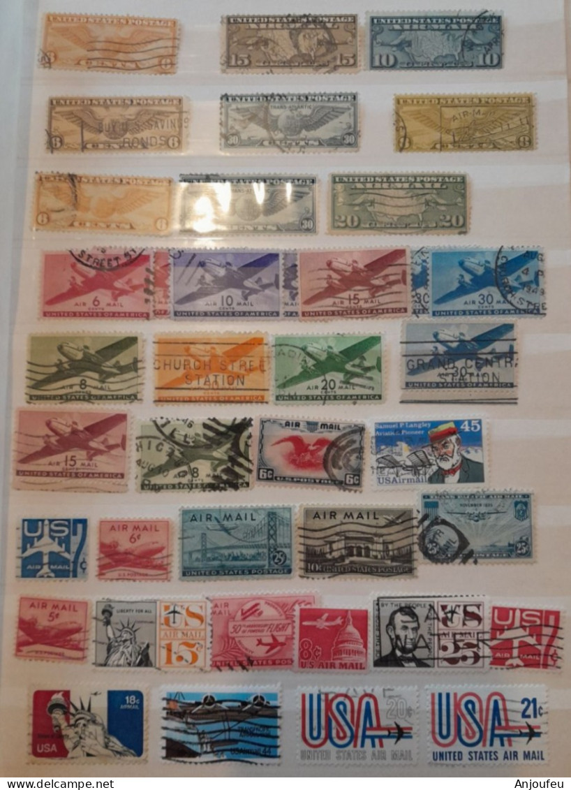 Lot 39 Anciens Timbres Oblitérés Etats Unis Poste Aérienne Airmail - Autres & Non Classés