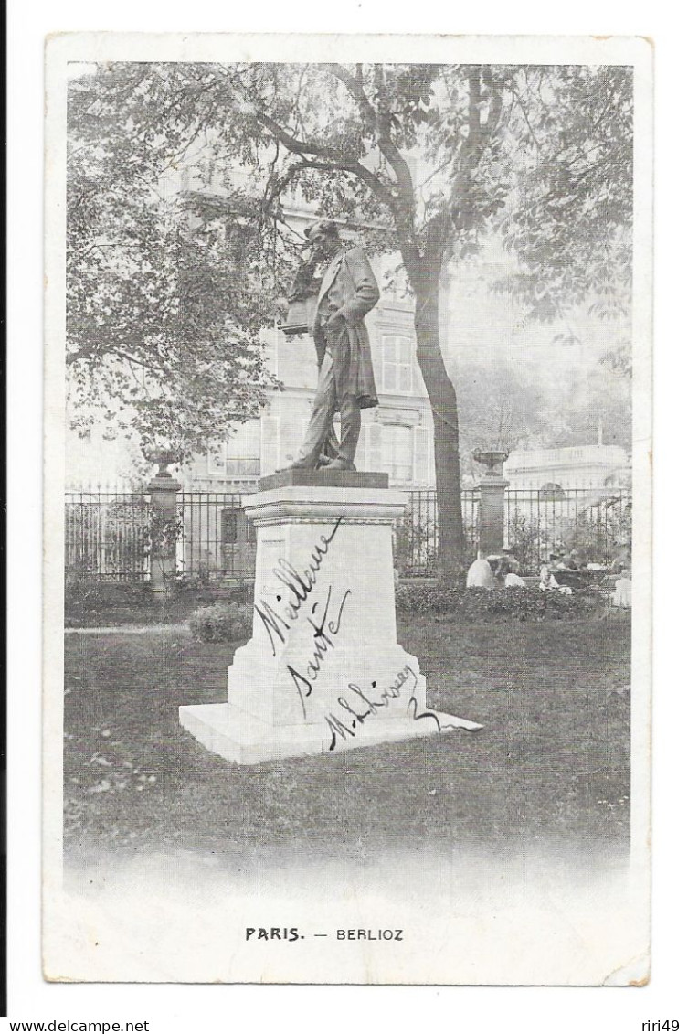 CPA 75 Paris, Berlioz, Voyagée  1904, Voir Scannes PUB Au Dos "Chicoré Nouvelle..." Type "nuage", Voir Scanne - Statues