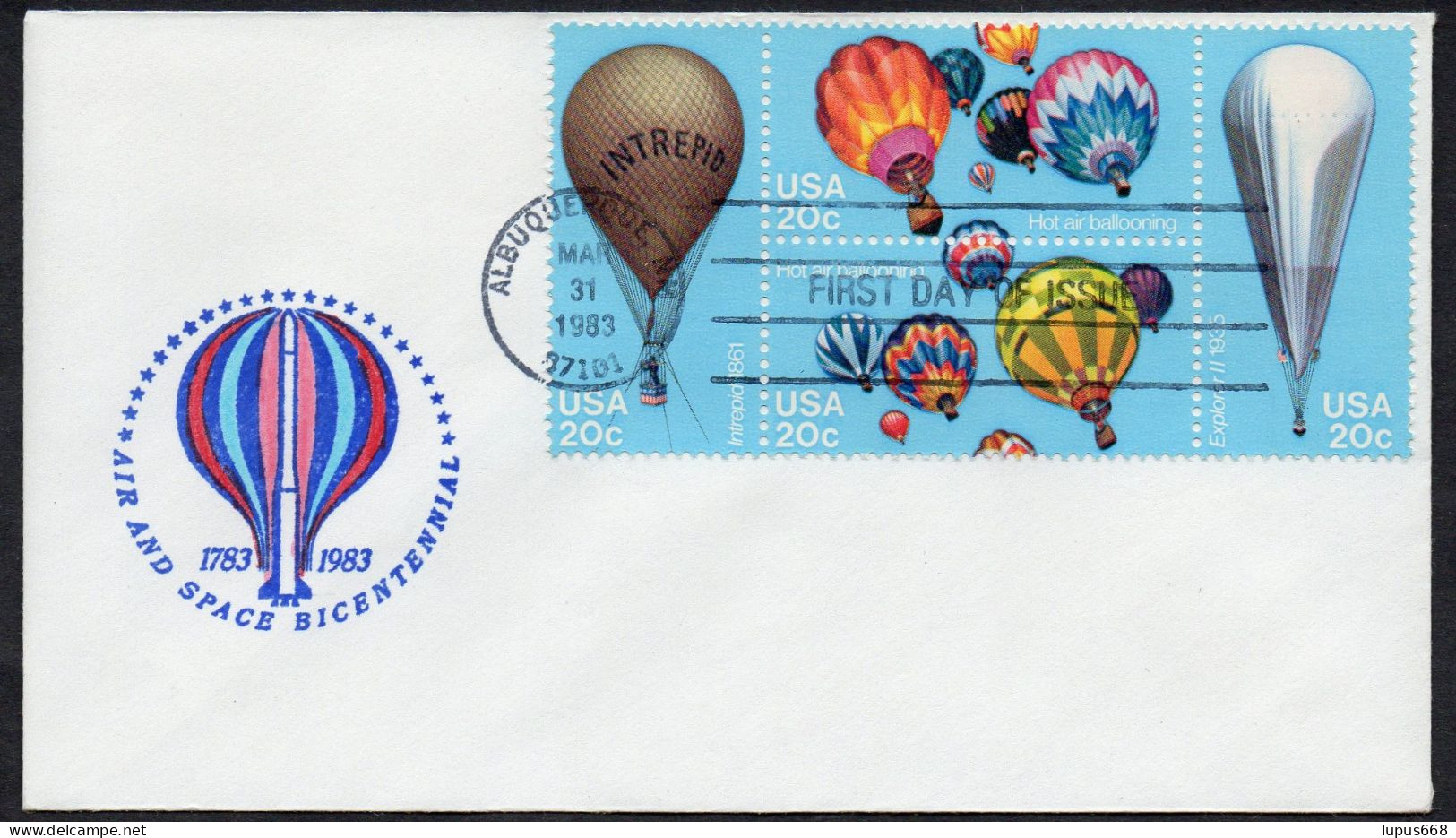 USA 1983  MiNr. 1617/1620  FDC  200 Jahre Luftfahrt: Ballone - 1981-1990