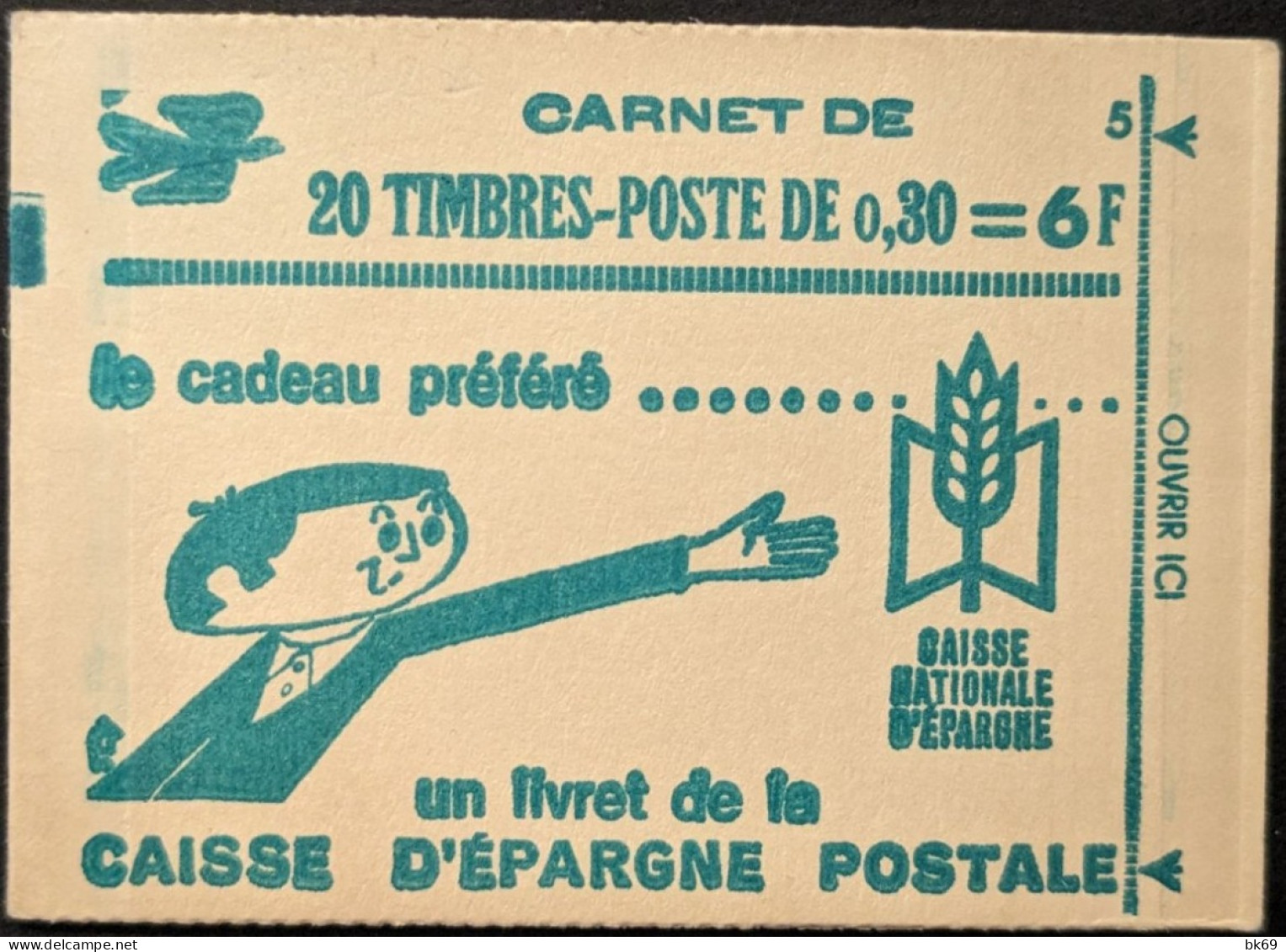 1536A-C3** Cheffer 30c Vert X20 Daté 10.04.1969 Livret CE Postale Conf. 5 Cote 35€ Carnet Fermé - Modernos : 1959-…