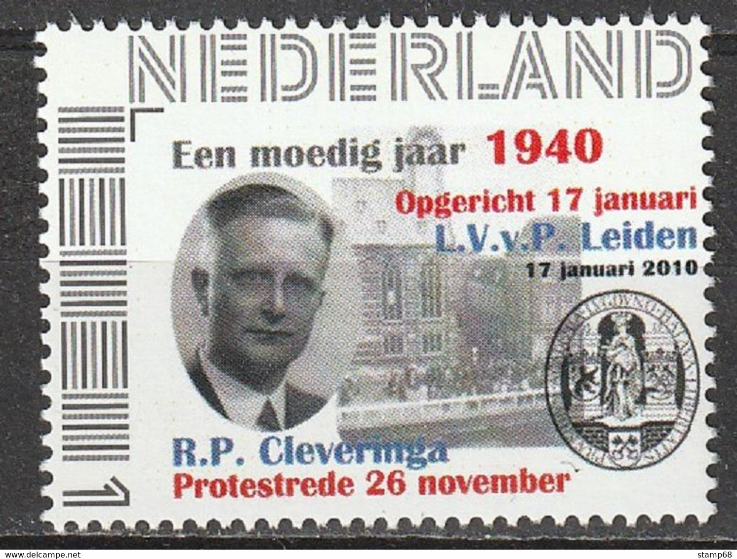 Nederland NVPH 2751 Persoonlijke Zegels Protestrede Cleveringa Oprichting LvVP Leiden 1940-2010 MNH Postfris - Persoonlijke Postzegels