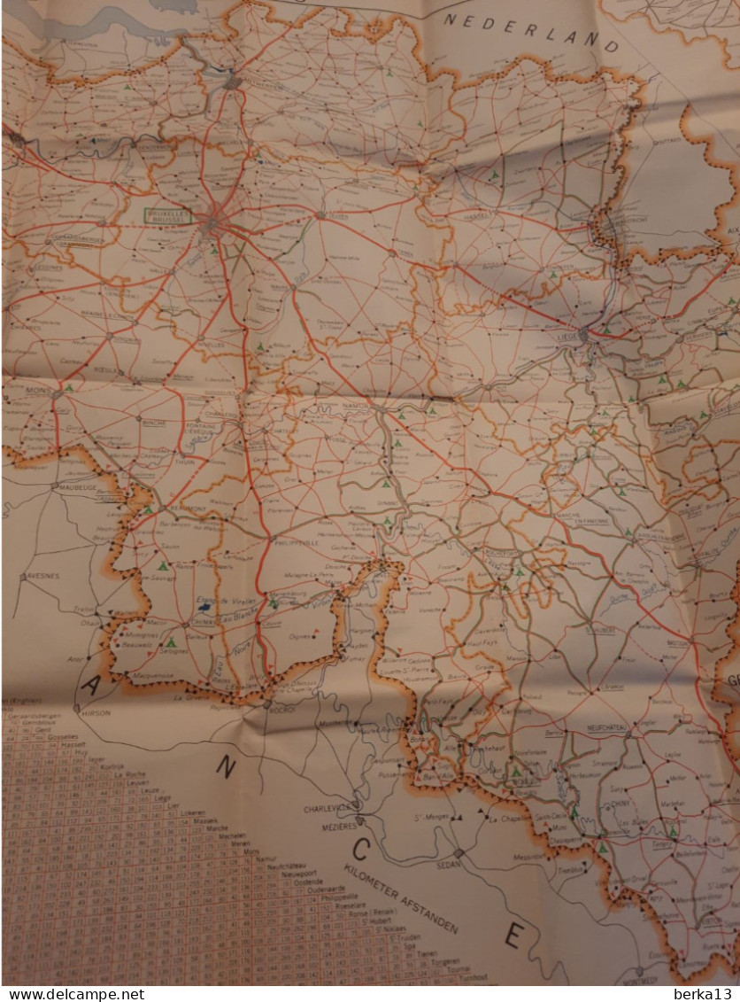 Carte De L'état Des Routes 1955 Touring Club De Belgique - Cartes Routières