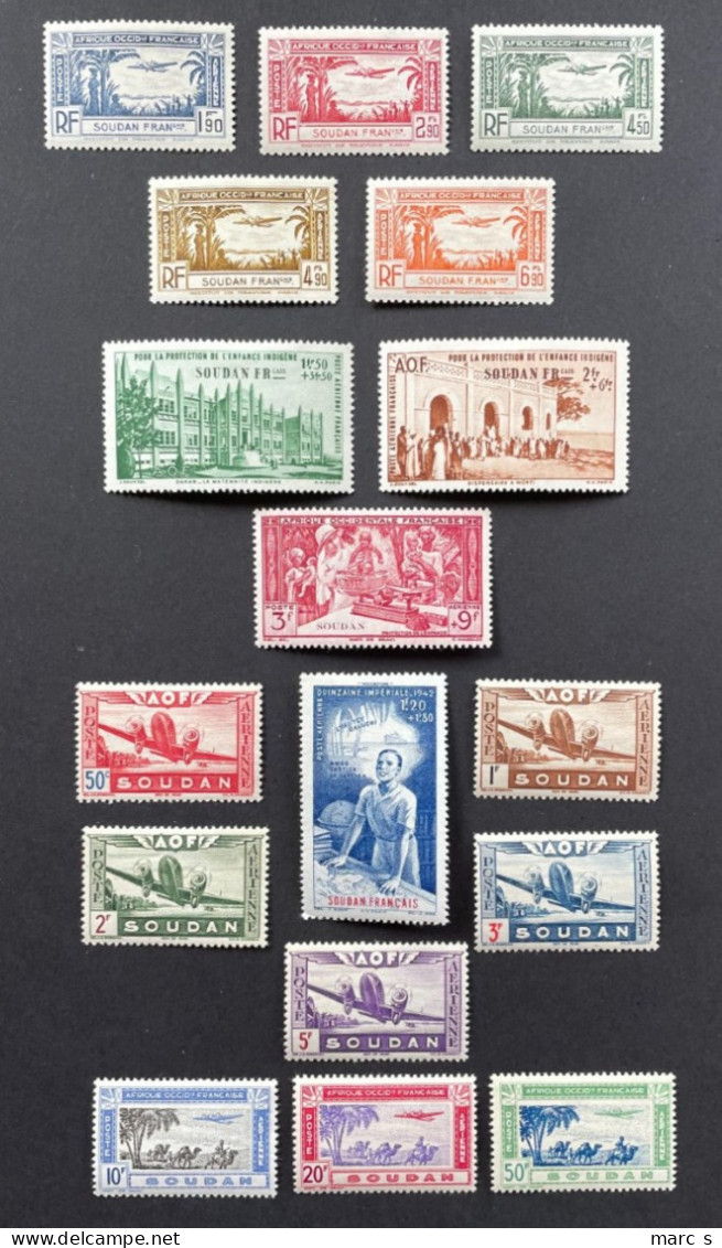 SOUDAN 1940 / 1942 - NEUF*/MH - COLLECTION Séries Complètes POSTE AERIENNE PA 1 / 5 + 6 / 8 + 9 + 10 / 17 - Unused Stamps