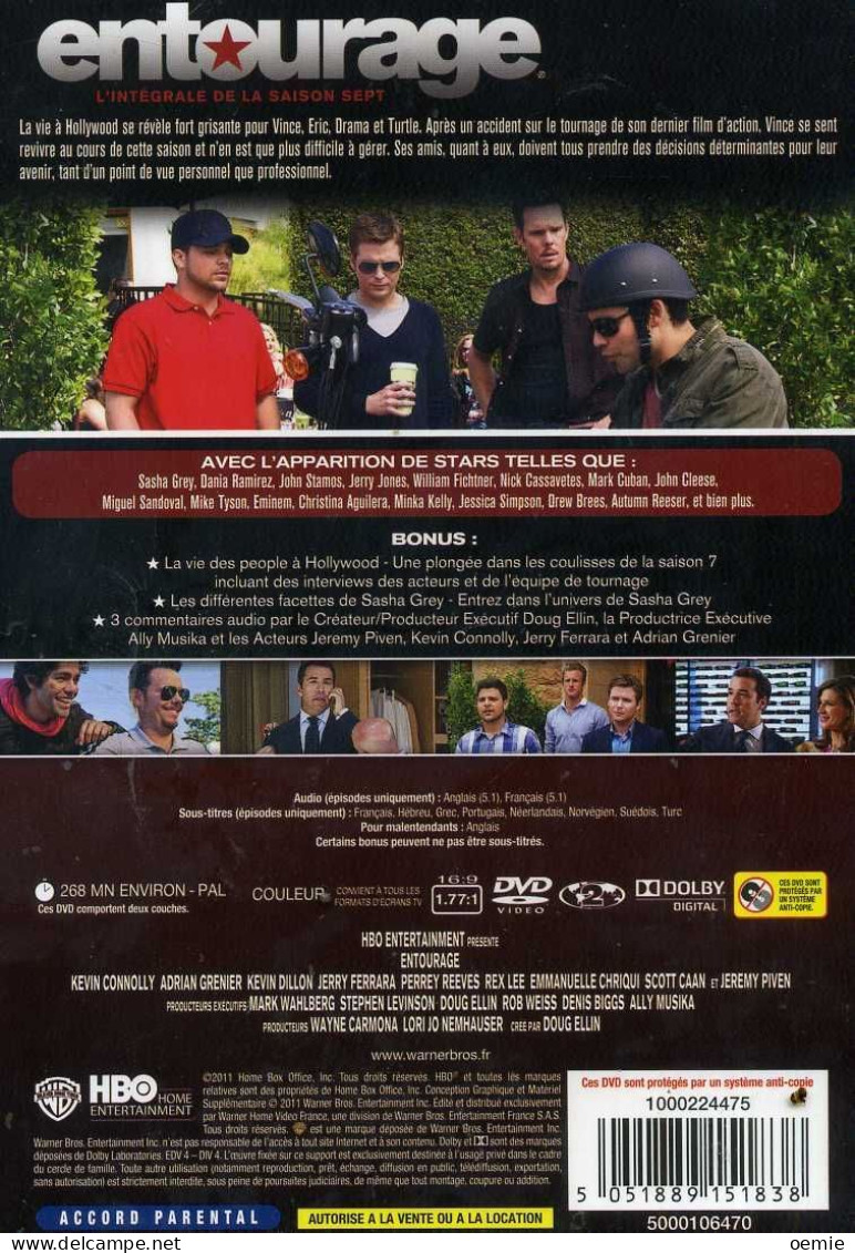 ENTOURAGE  L INTEGRALE DE LA SAISON 7   (  2 DVD ) 268 M ENVIRON    (NEUF) - Comédie