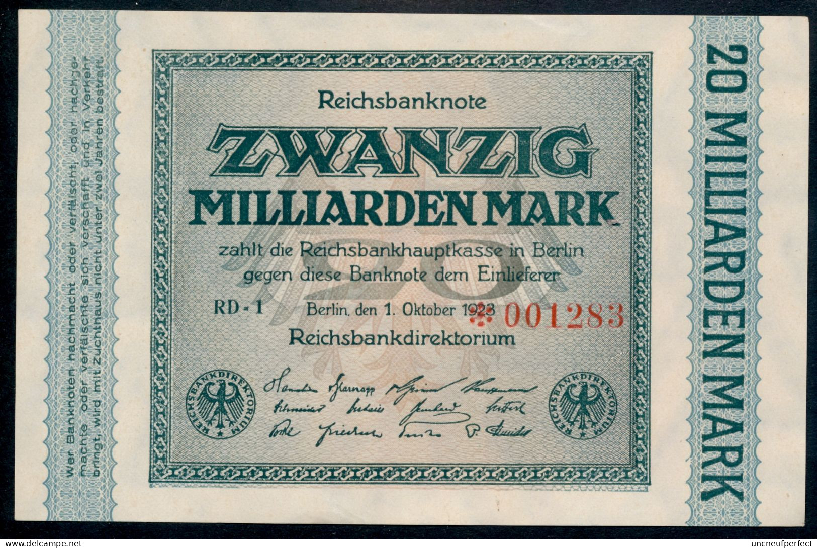 Pick118a  Ro115b  DEU-137g - 20  Milliard Mark 1923 ** UNC NEUF ** - 20 Milliarden Mark