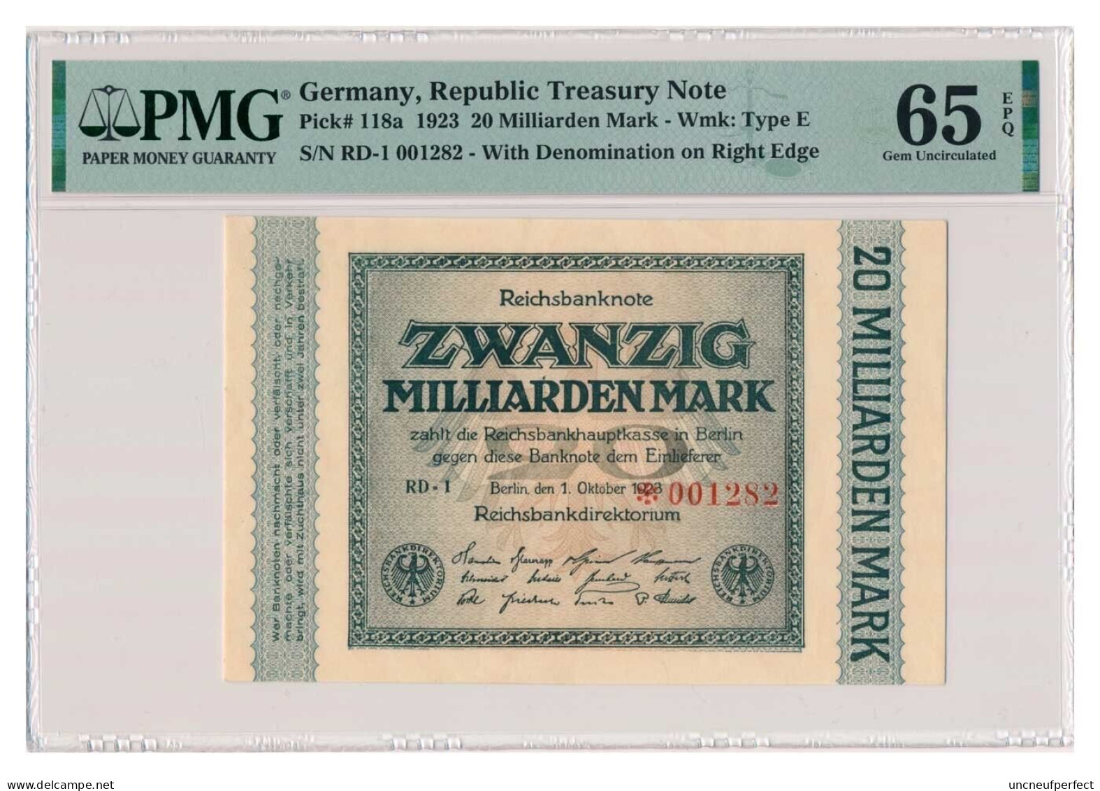 Pick118a  Ro115b  DEU-137g - 20  Milliard Mark 1923 ** UNC NEUF ** - 20 Miljard Mark