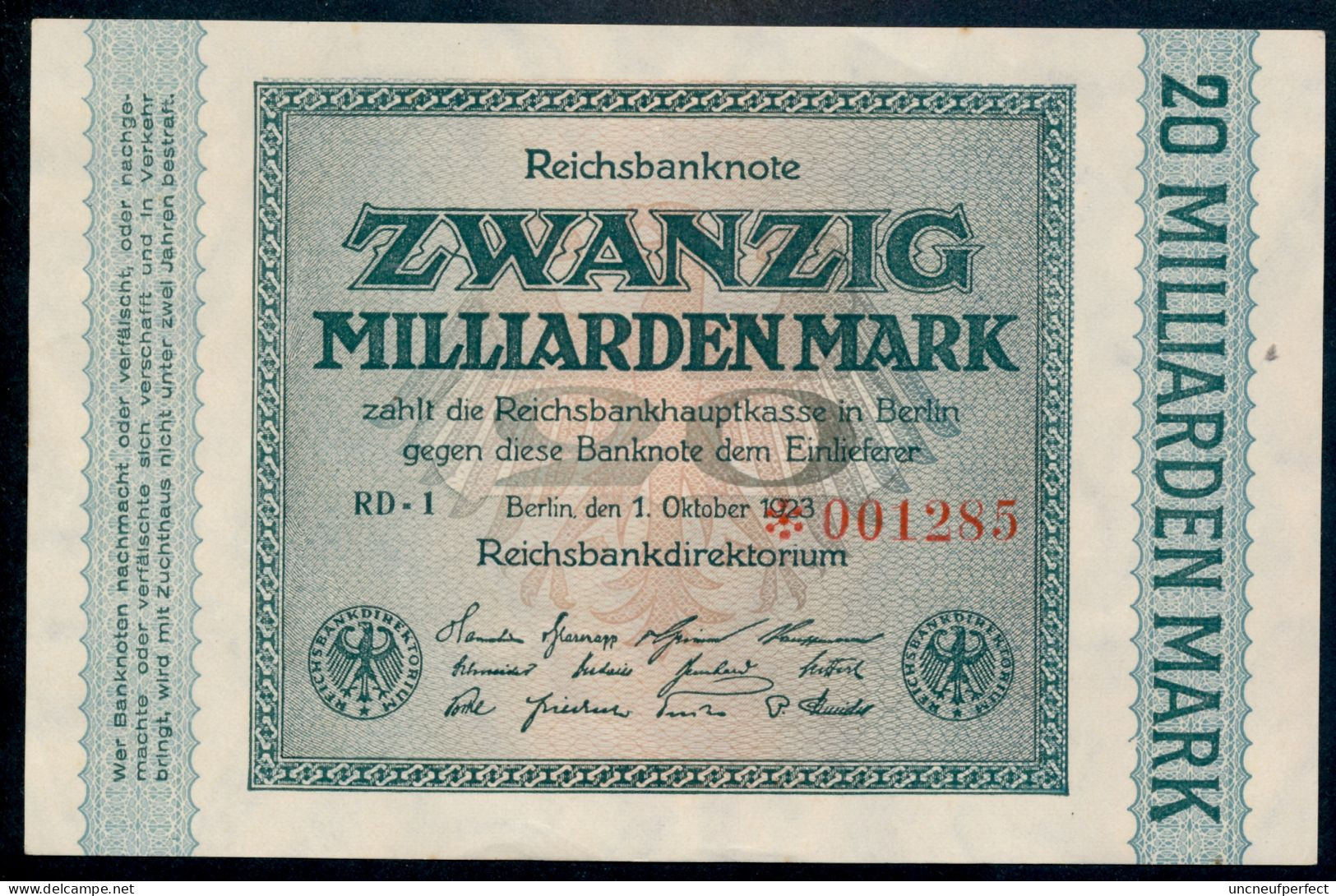 Pick118a  Ro115b  DEU-137g - 20  Milliard Mark 1923 ** UNC NEUF ** - 20 Miljard Mark