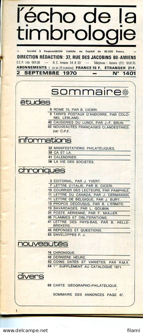 L'écho De La Timbrologie,pigeongramme,Semeuse,Mermoz,Camille Dartois,carte Annonce,Andorre,Madagascar, - French (from 1941)