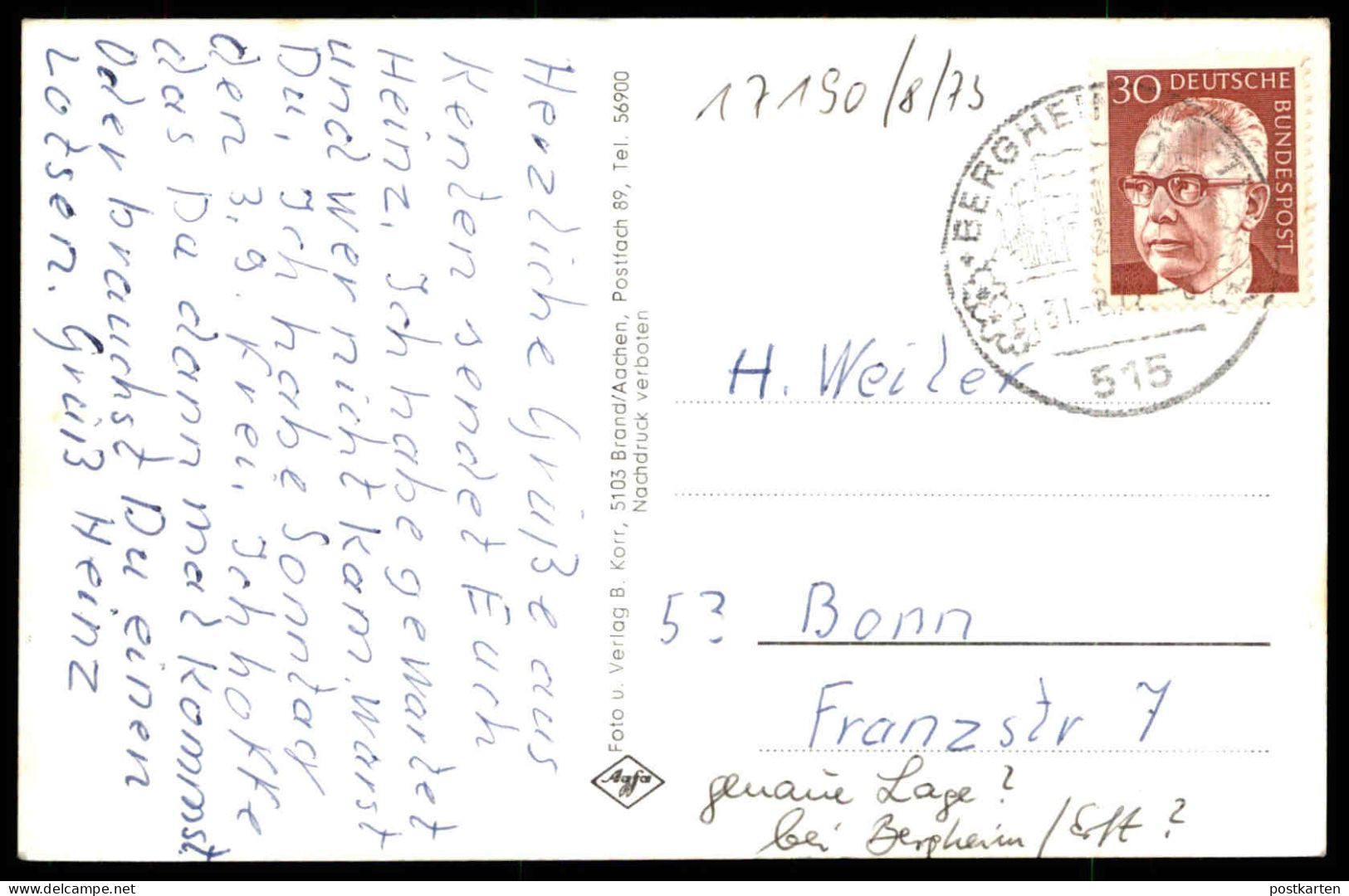 ÄLTERE POSTKARTE GRUSS AUS KENTEN BEZIRK KÖLN BERGHEIM ERFT Ansichtskarte AK Cpa Postcard - Bergheim