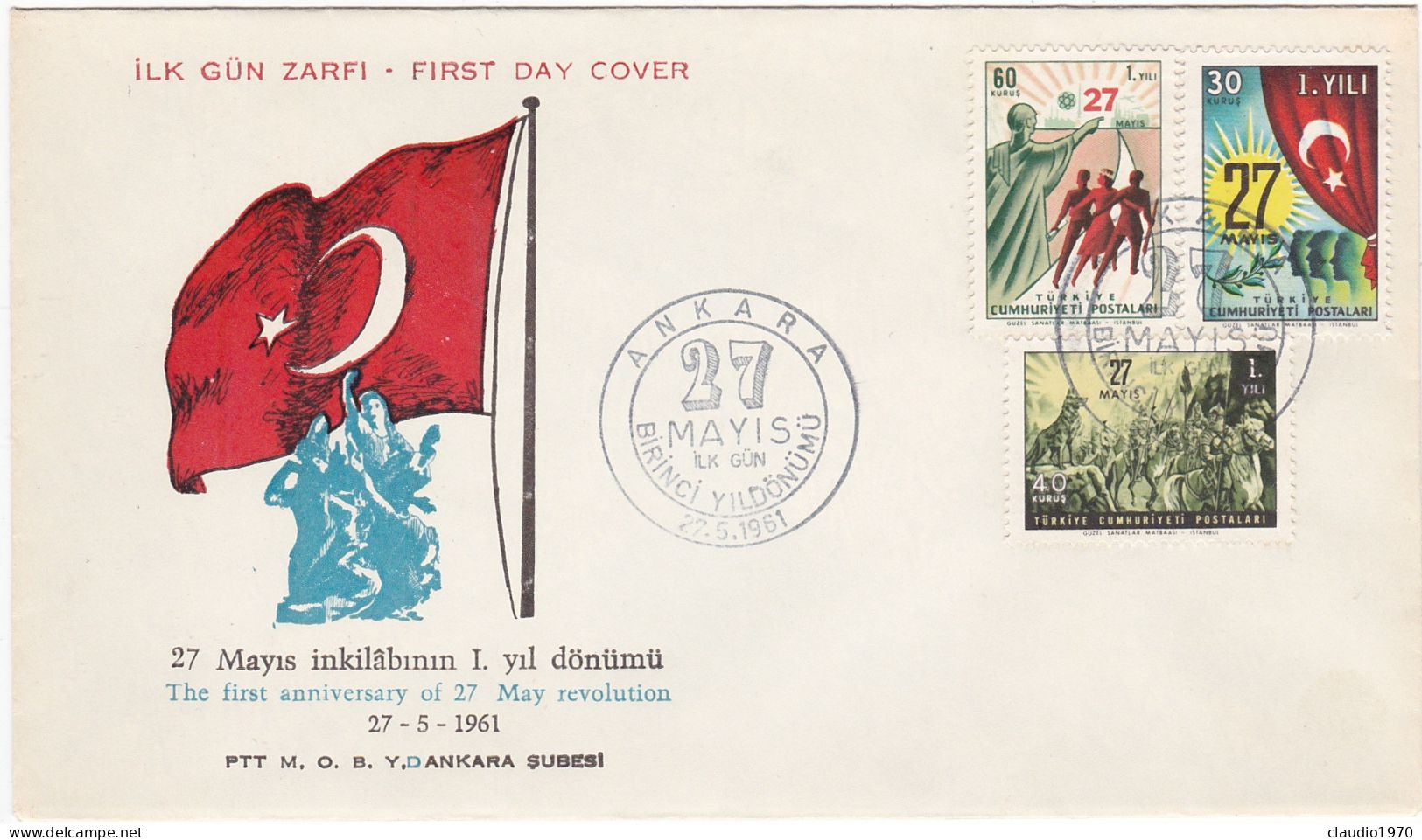 TURCHIA - FDC - BUSTA - 1961 - FDC