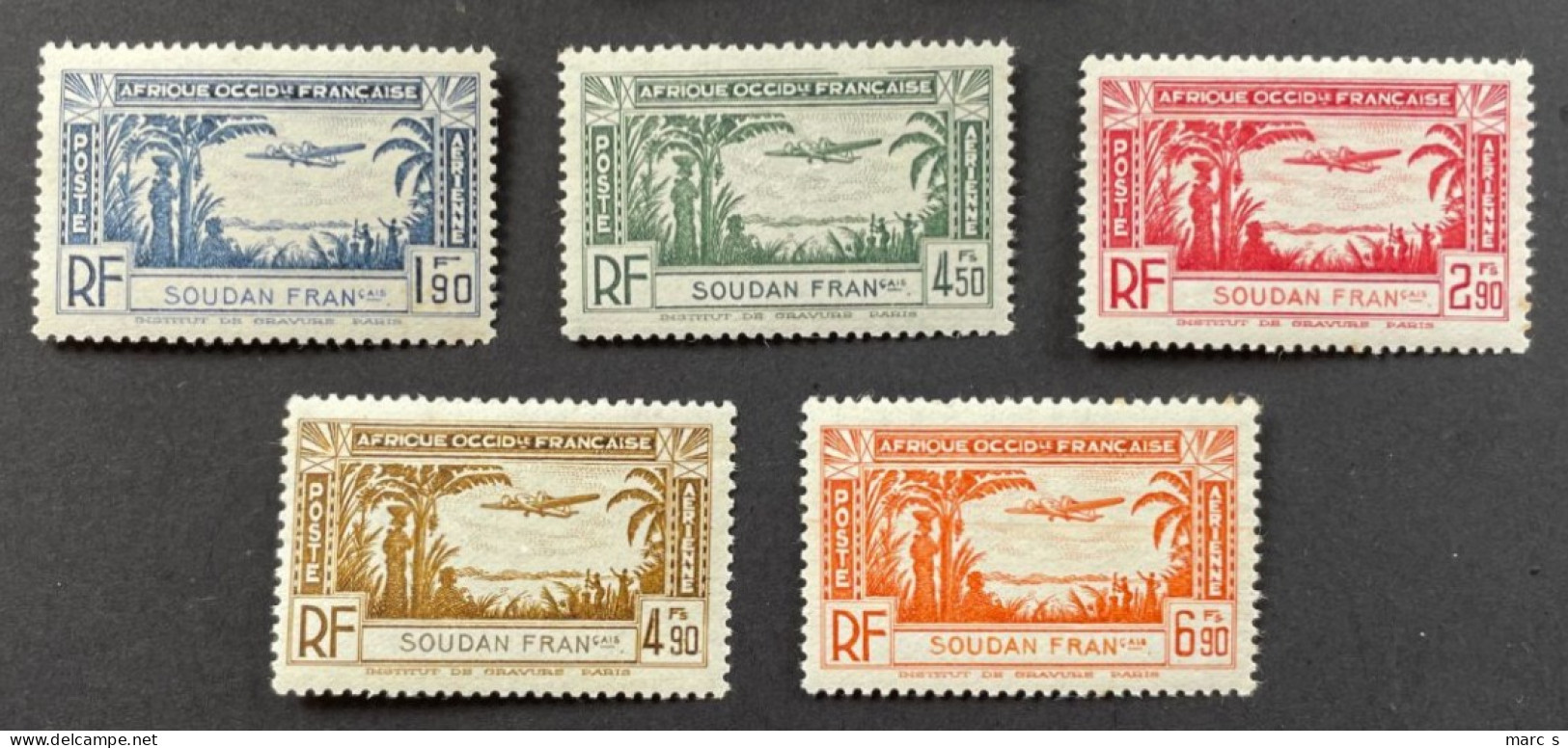 SOUDAN 1940 - NEUF**/MNH - LUXE - Série Complète POSTE AERIENNE PA 1 / 5 - Neufs