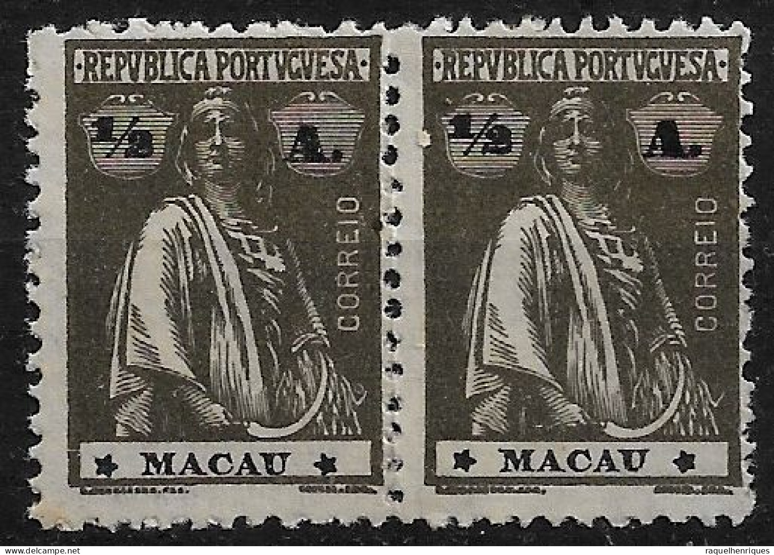 MACAU 1922 CERES 1/2A - 12x11.5 - PAIR M NG (NP#72-P06-L7) - Ongebruikt