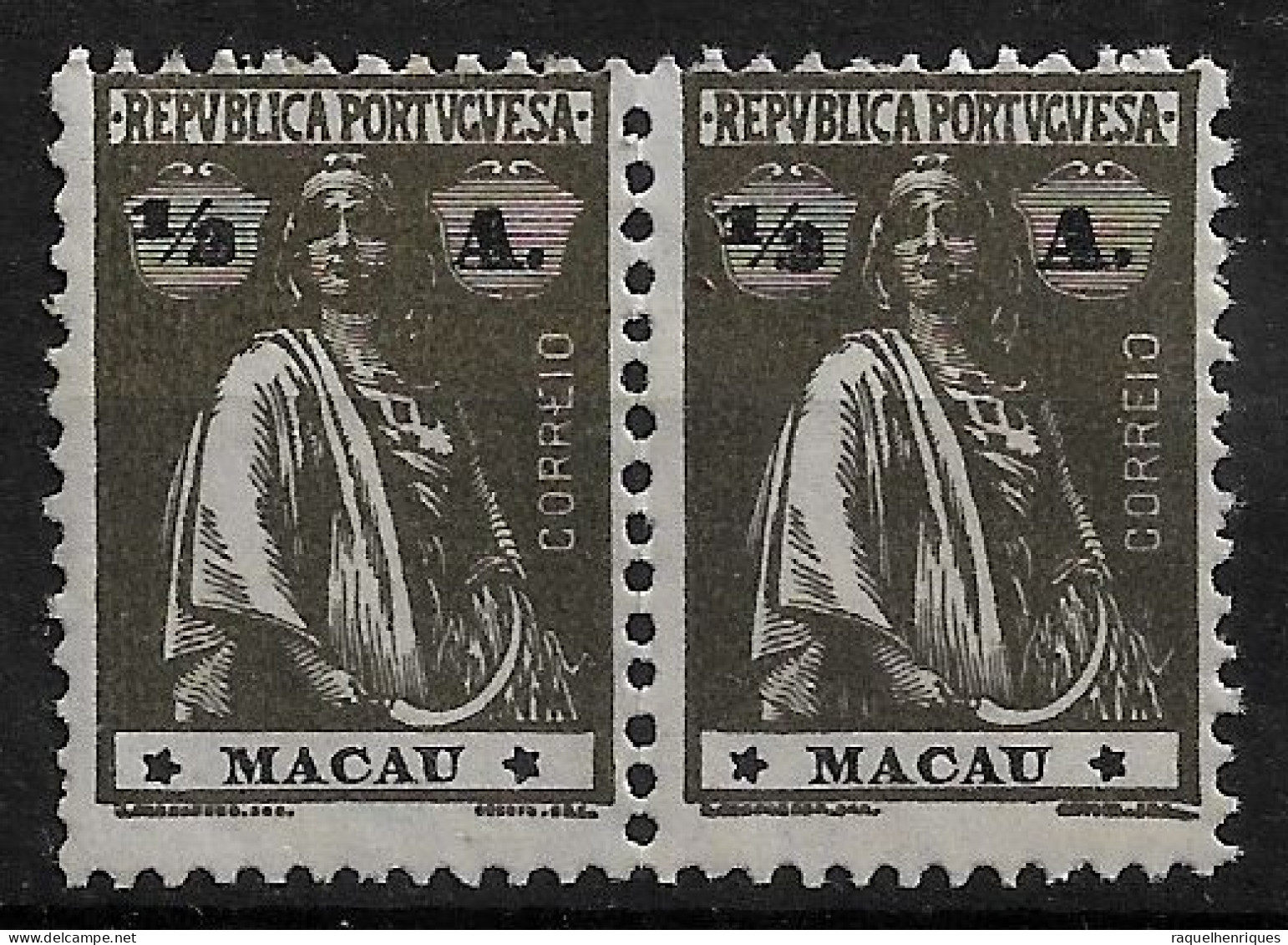 MACAU 1922 CERES 1/2A - 12x11.5 - PAIR M NG (NP#72-P06-L7) - Nuevos