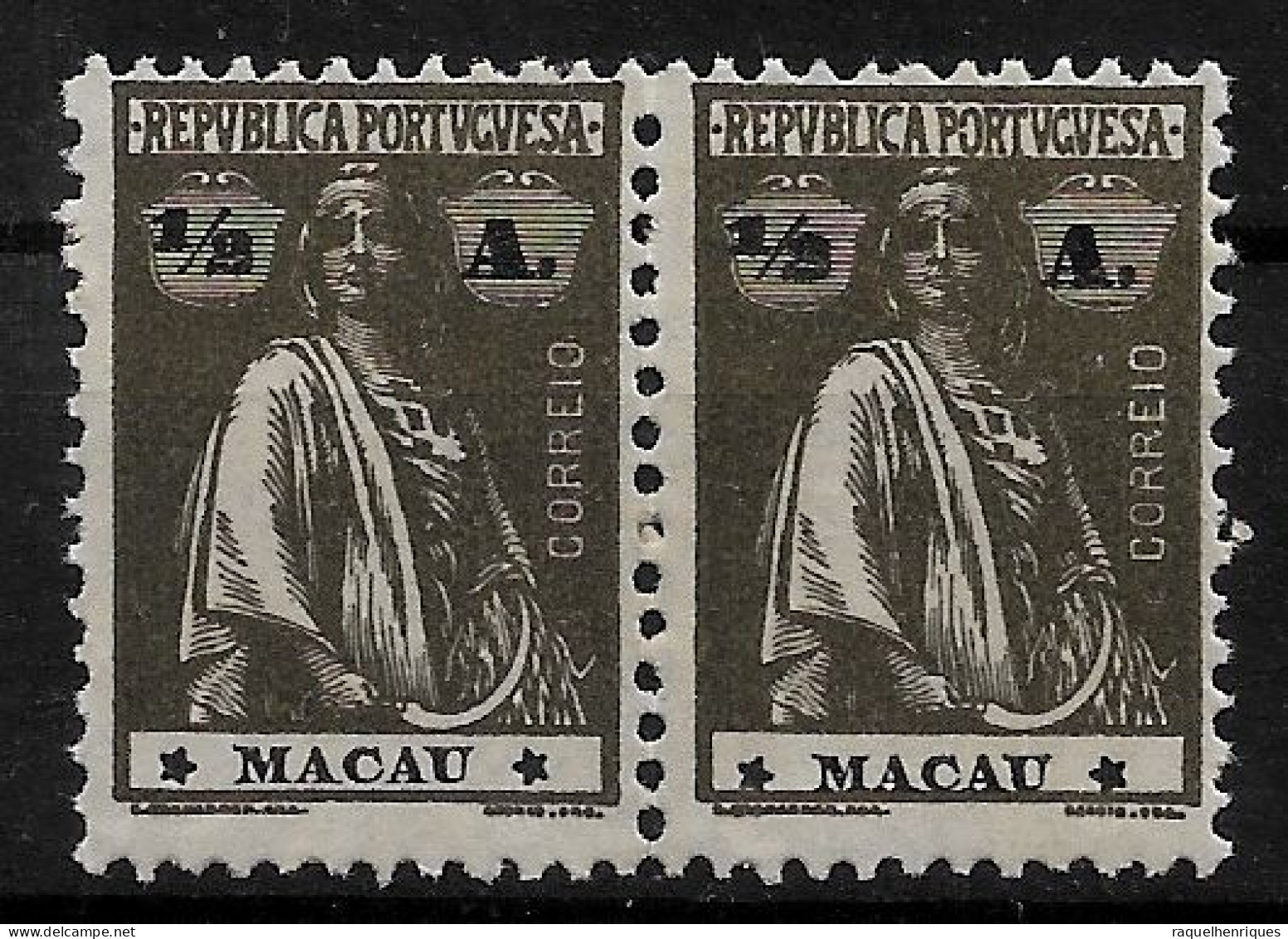 MACAU 1922 CERES 1/2A - 12x11.5 - PAIR M NG (NP#72-P06-L8) - Ungebraucht