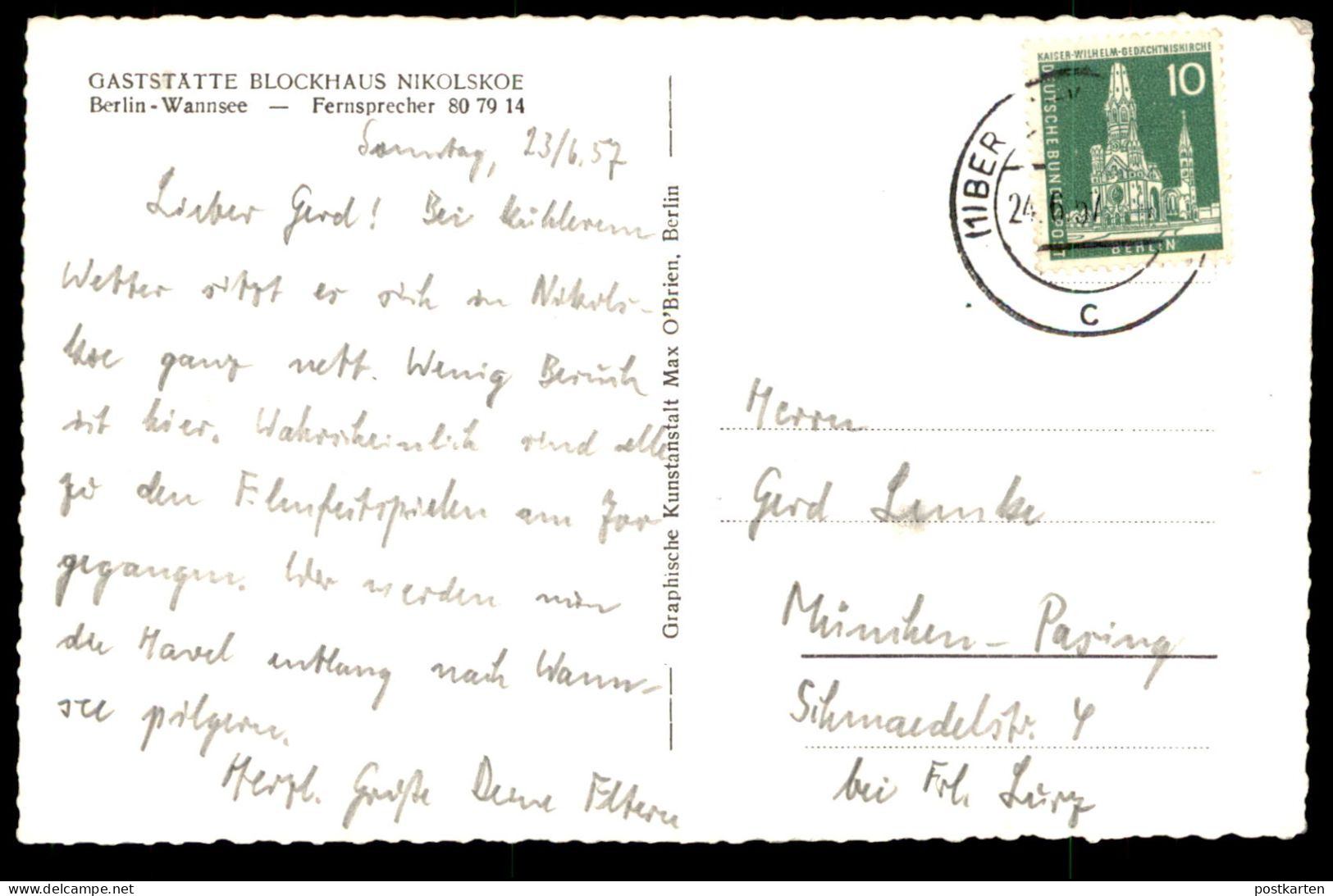 ÄLTERE POSTKARTE BERLIN WANNSEE GASTSTÄTTE BLOCKHAUS NIKOLSKOE Ansichtskarte AK Cpa Postcard - Wannsee