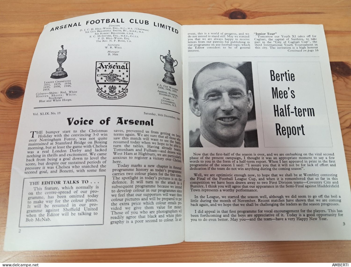 Programa Arsenal Chelsea Temporada 1967/68 - Deportes