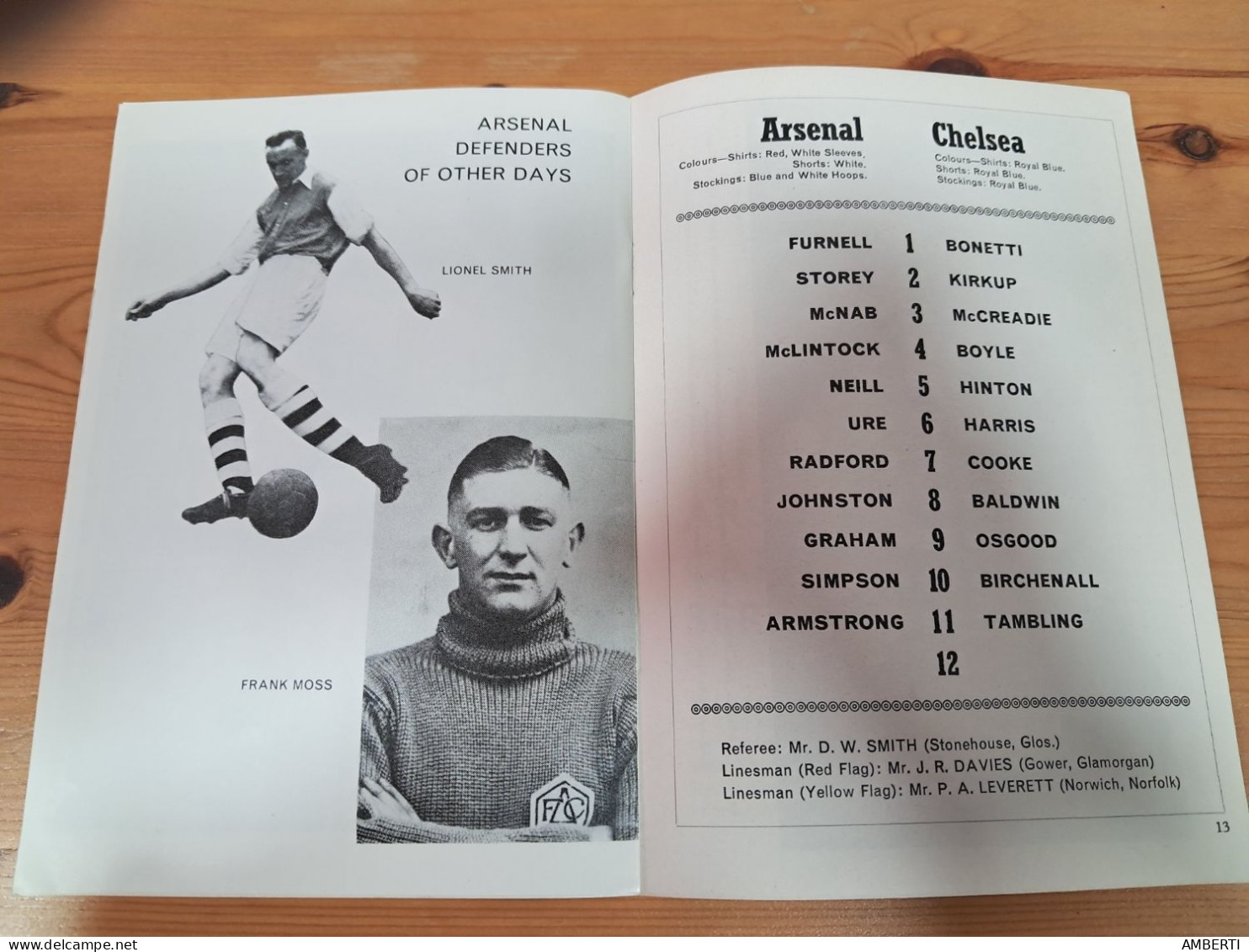 Programa Arsenal Chelsea temporada 1967/68