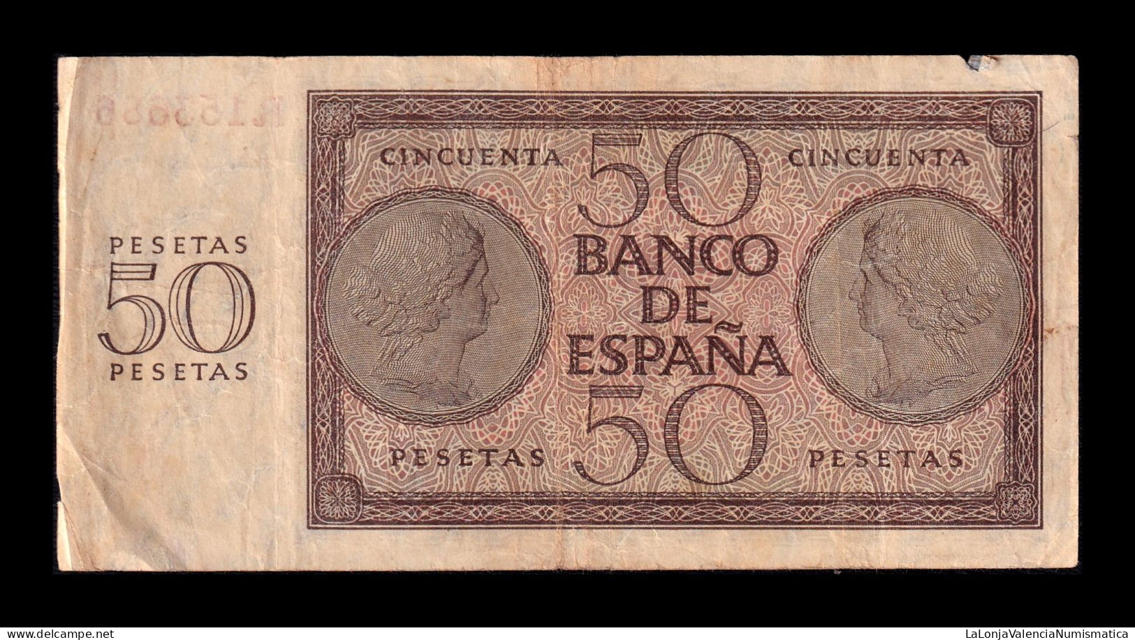 España Spain 50 Pesetas Burgos 1936 Pick 100a Serie R Bc/Mbc F/Vf - 50 Peseten