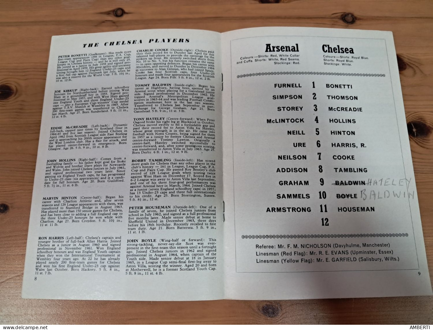 Programa Arsenal Chelsea Temporada 1966/67 - Sport