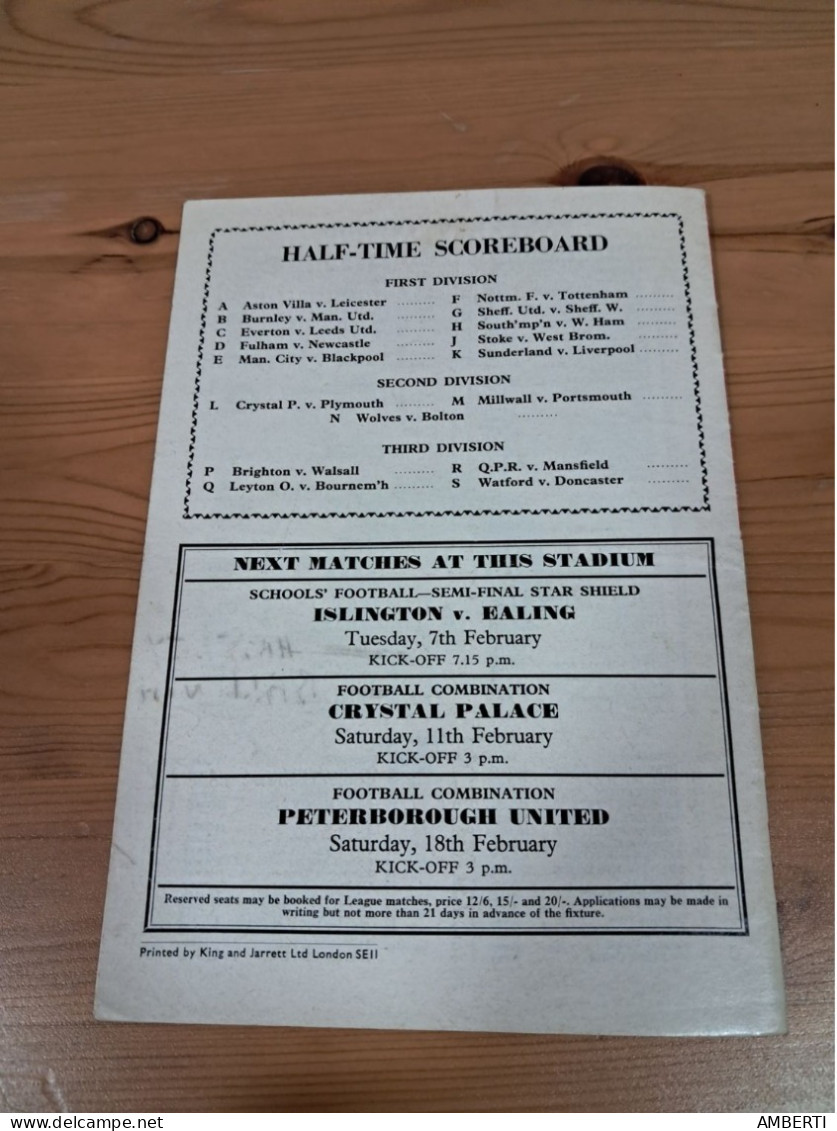 Programa Arsenal Chelsea temporada 1966/67