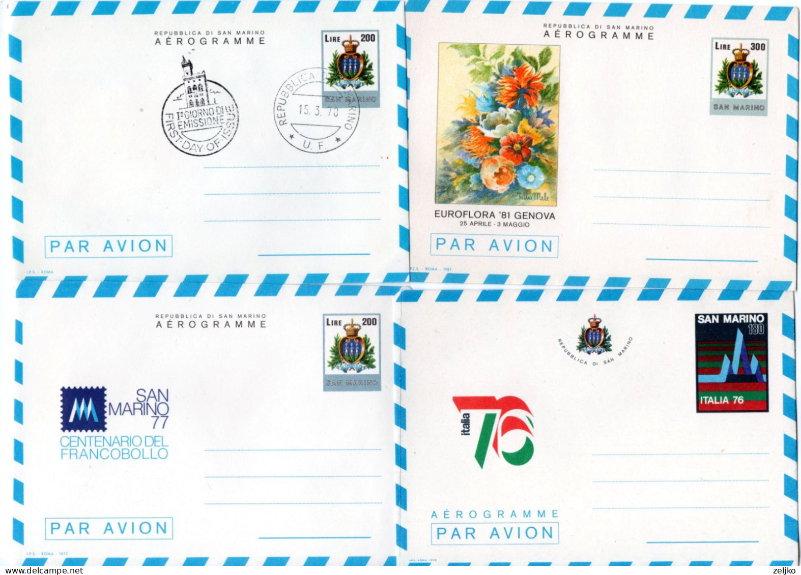 San Marino, Aerogrammes, Lot 2 - Postal Stationery
