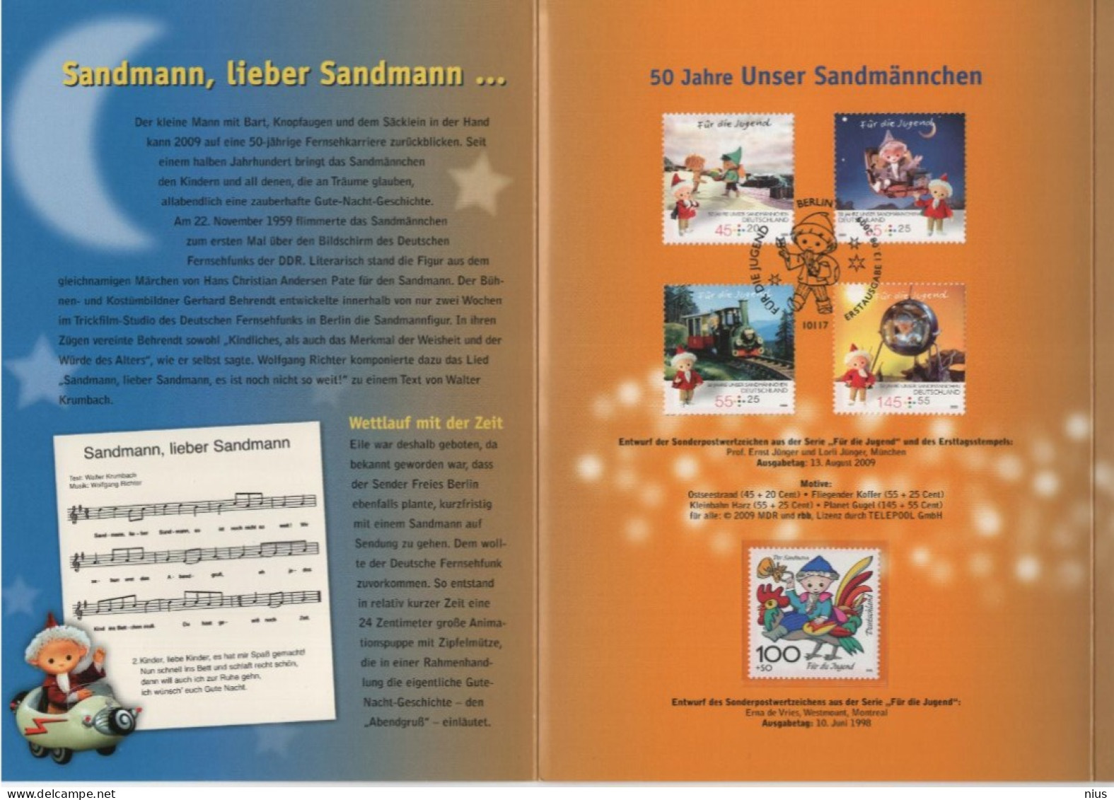 Germany Deutschland 2009 Fur Die Jugend, 50 Jahre Fernsehsendung, Unser Sandmännchen, Film Cinema, Berlin - 2001-2010