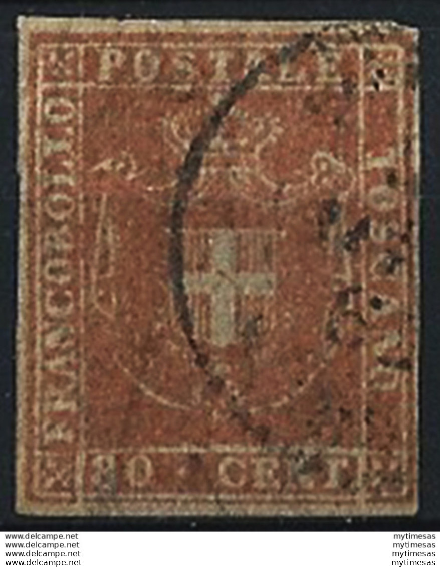 1860 Toscana 80c. Carnicino Cancelled Sassone N. 22 - Tuscany