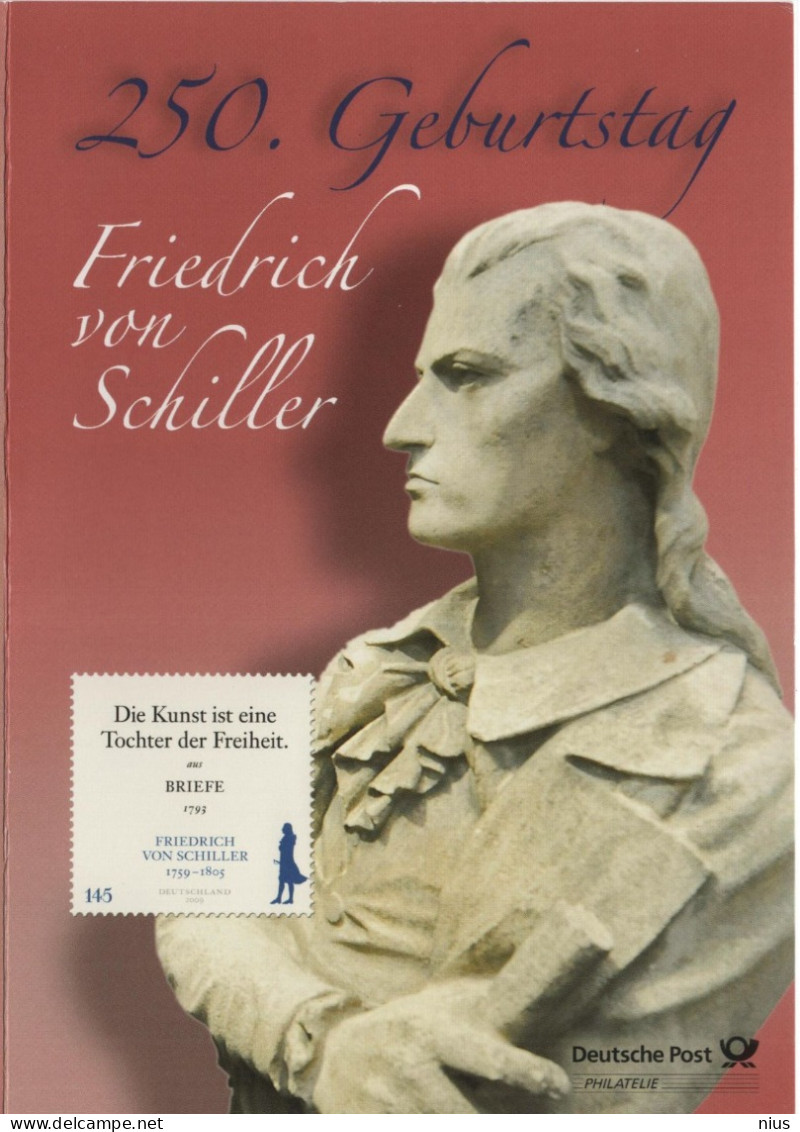 Germany Deutschland 2009 250. Geburtstag Von Friedrich Von Schiller, German Polymath, Poet, Playwright, Writer, Bonn - 2001-2010