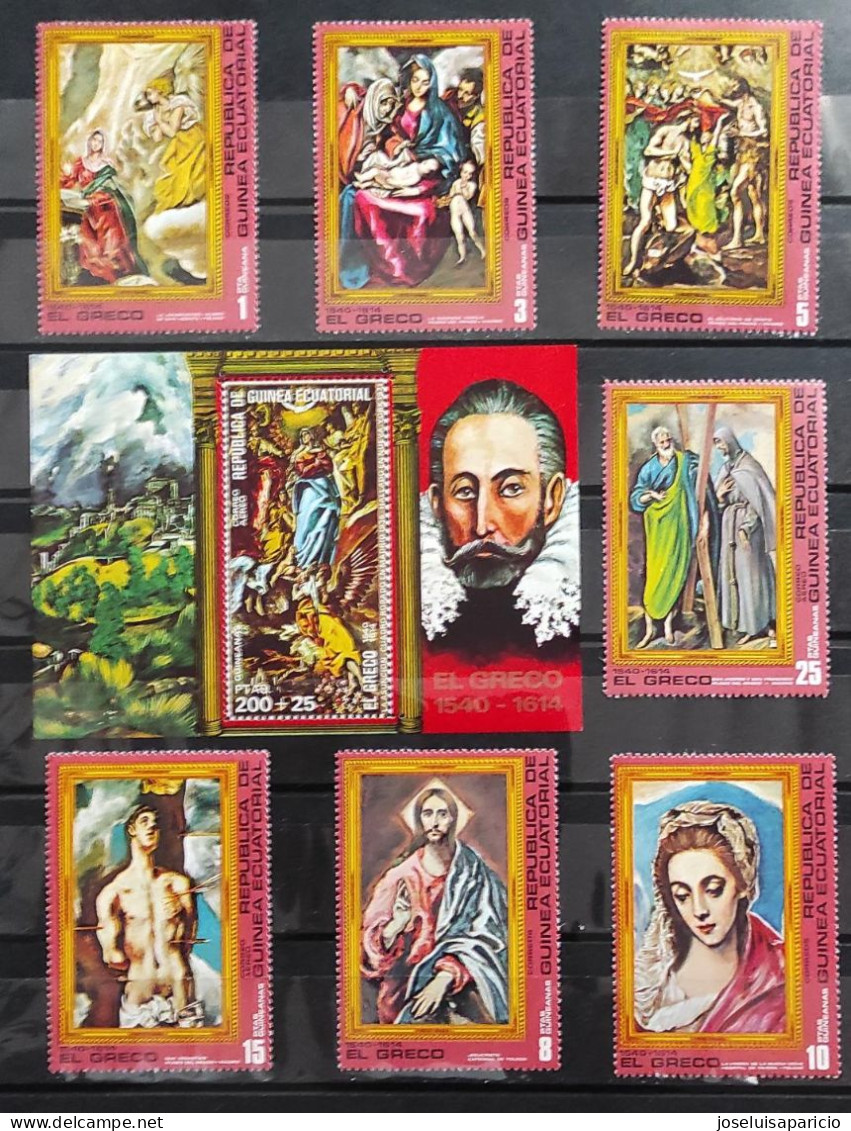 G. ECUATORIAL- PASCUA 76 EL GRECO.-SERIE DENTADA MICHEL 813/819 SERIE NO DENTADA MICHEL DA 813(819 B214 B215  MNH** - Religión