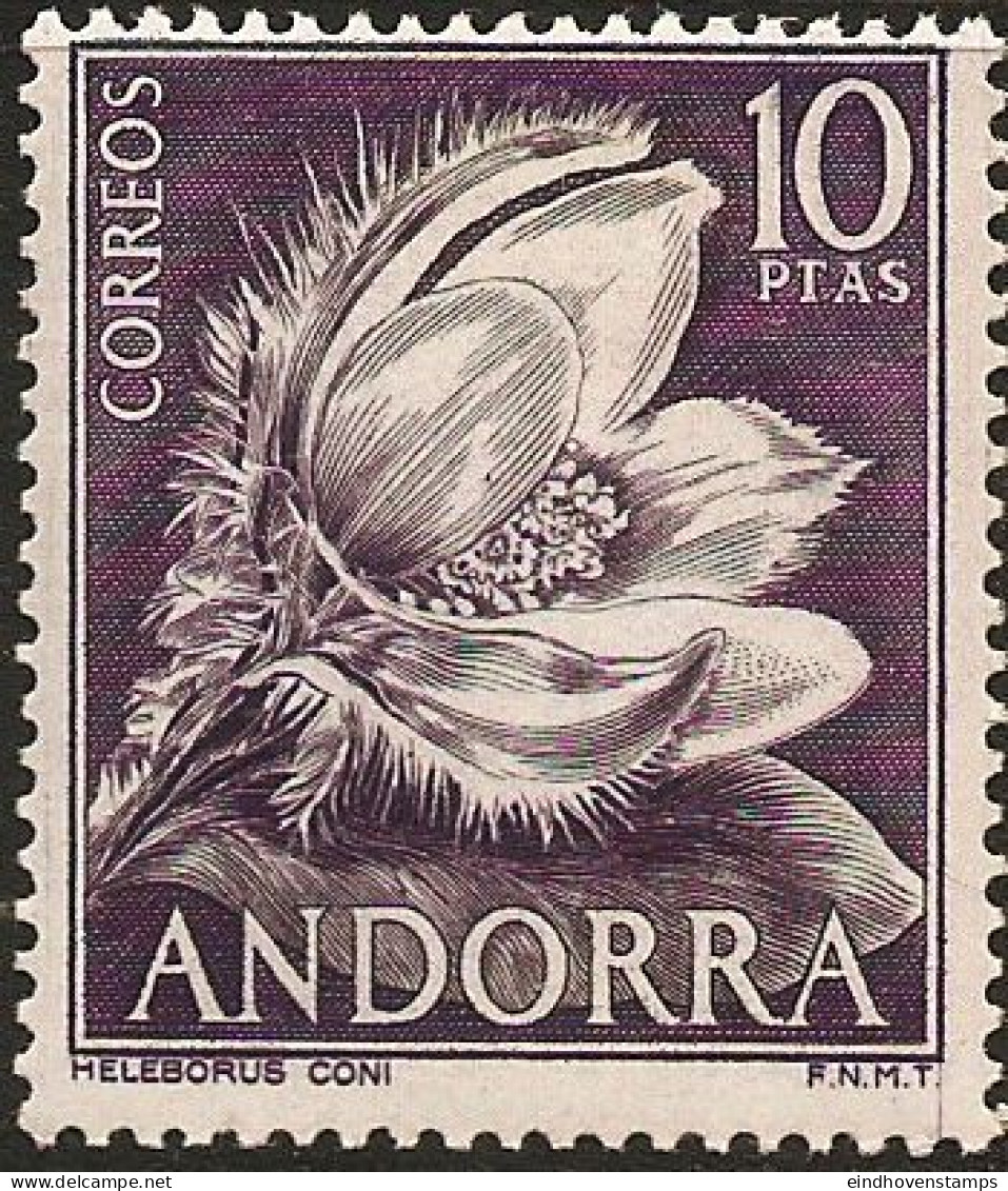 Andorra Spanish Post 1966 10 Ptas, 1 Value MNH Helleborus, Heleborus Coni - 1966