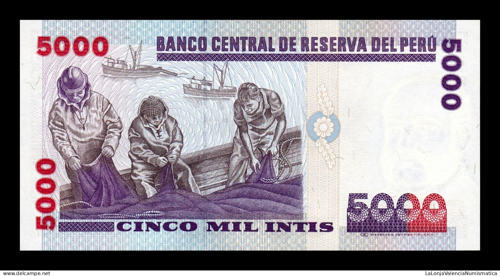 Perú 5000 Intis Miguel Grau 1988 Pick 137 Capicua Sc Unc - Perú