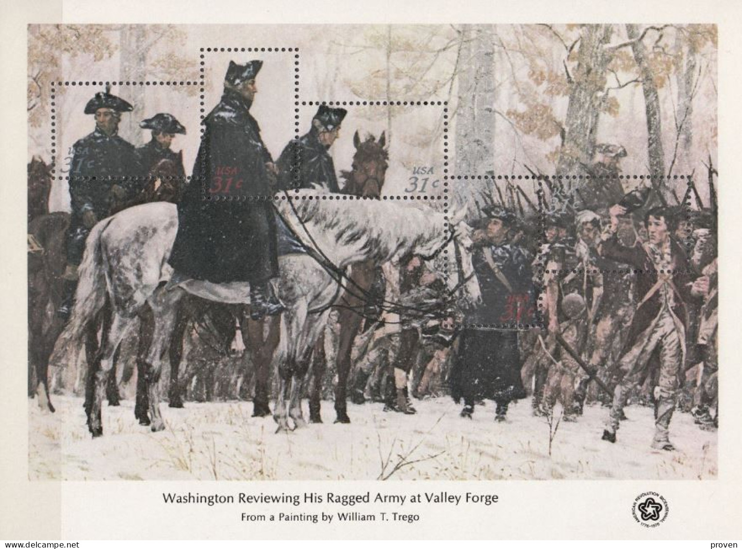 Bloc Washington Reviewing His Ragged Army At Valley Forge 1976 American Révolution Bicentenaire - Unused Stamps