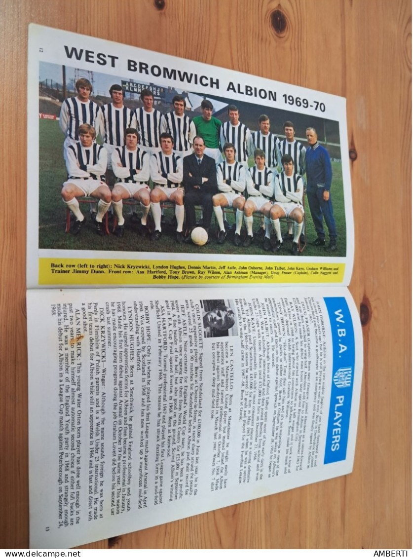 Programa Final de la copa de la Liga 1970 entre Manchester City y West Bromwich Albion