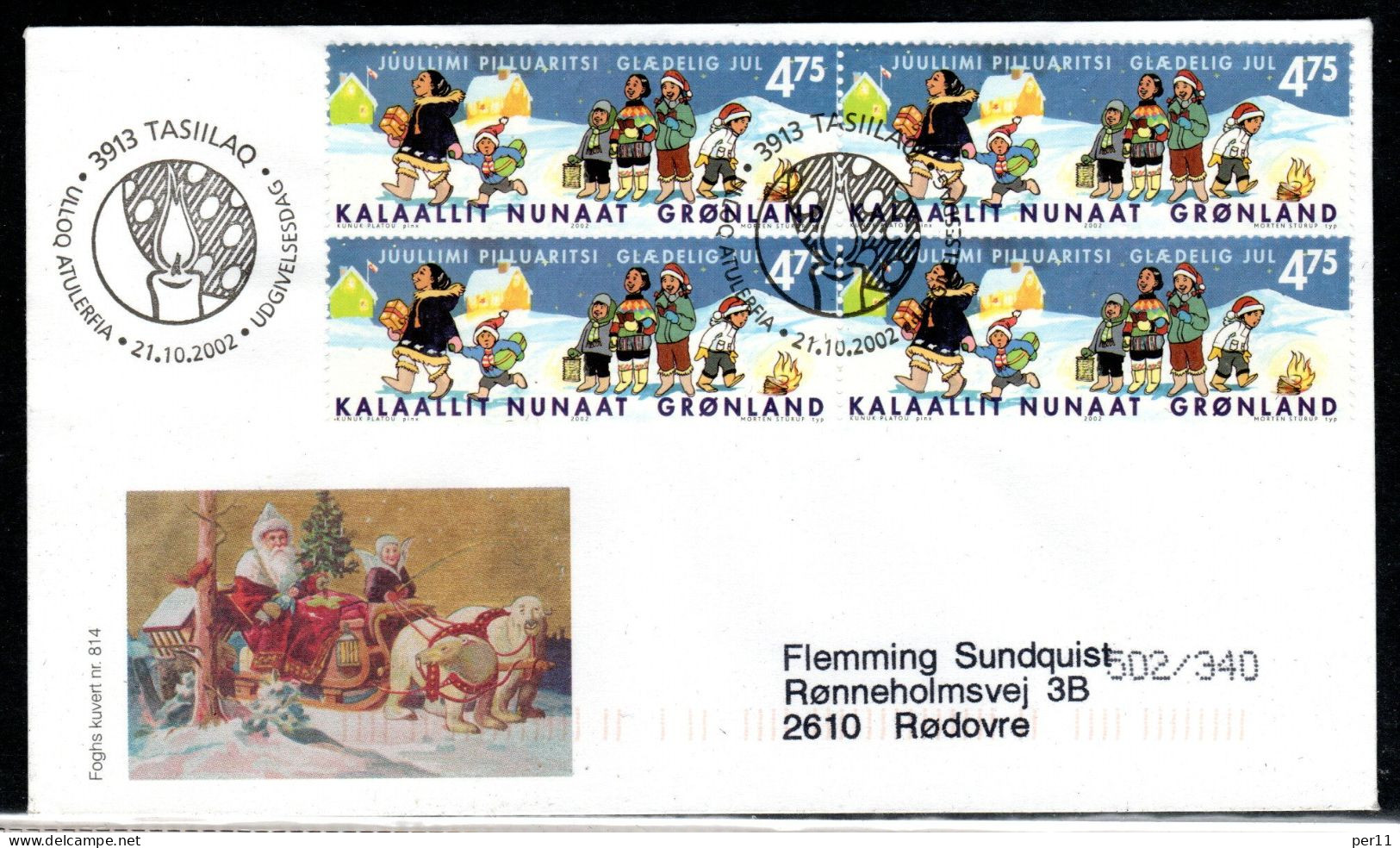 FDC Christmas 4block (gr513) - Cartas & Documentos