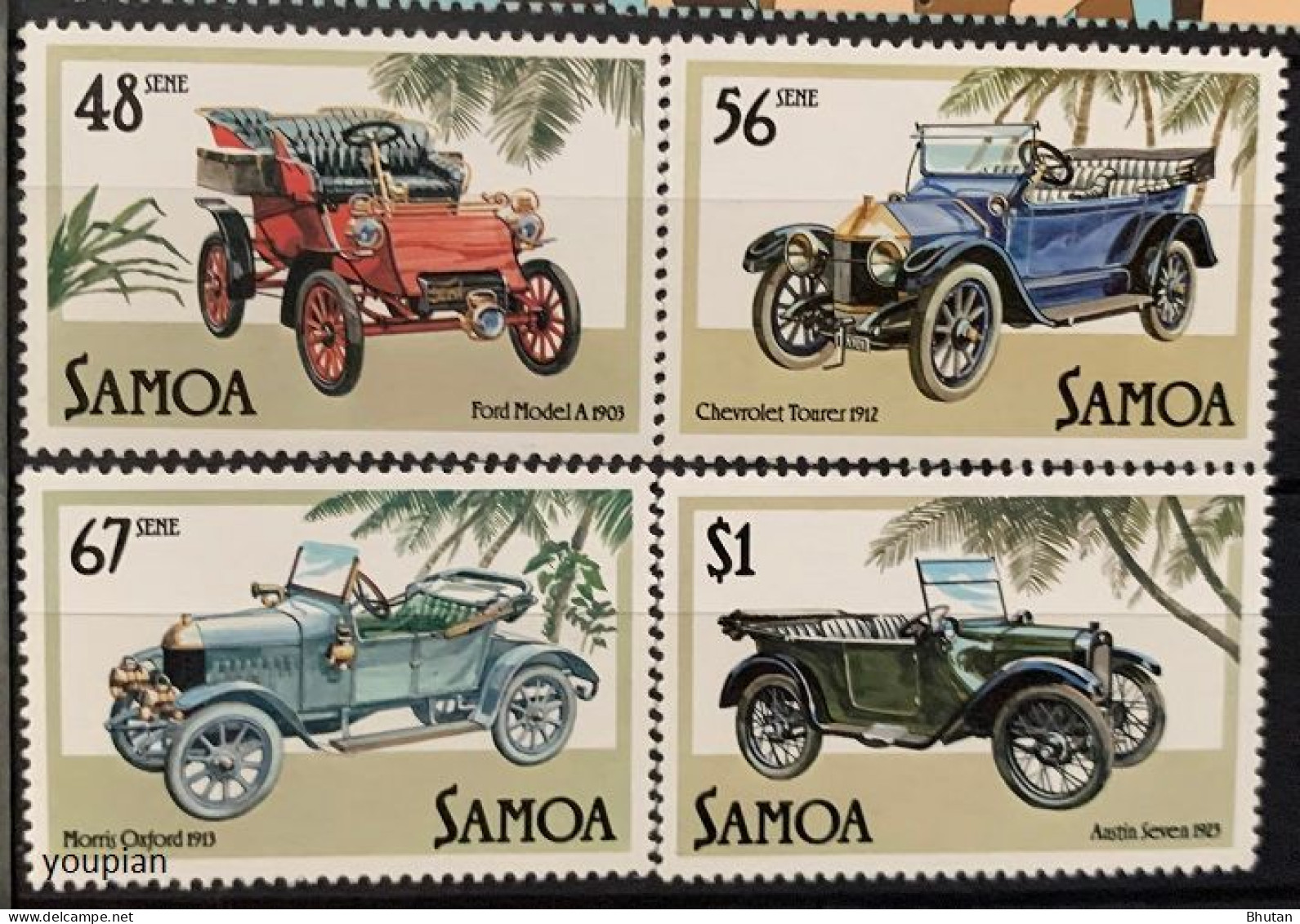 Samoa 1985, Vintage Cars, MNH Stamps Set - Samoa