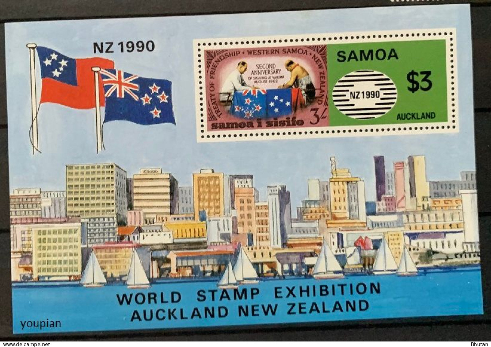 Samoa 1990, World Stamp Exhibition Auckland - New Zealand, MNH S/S - Samoa