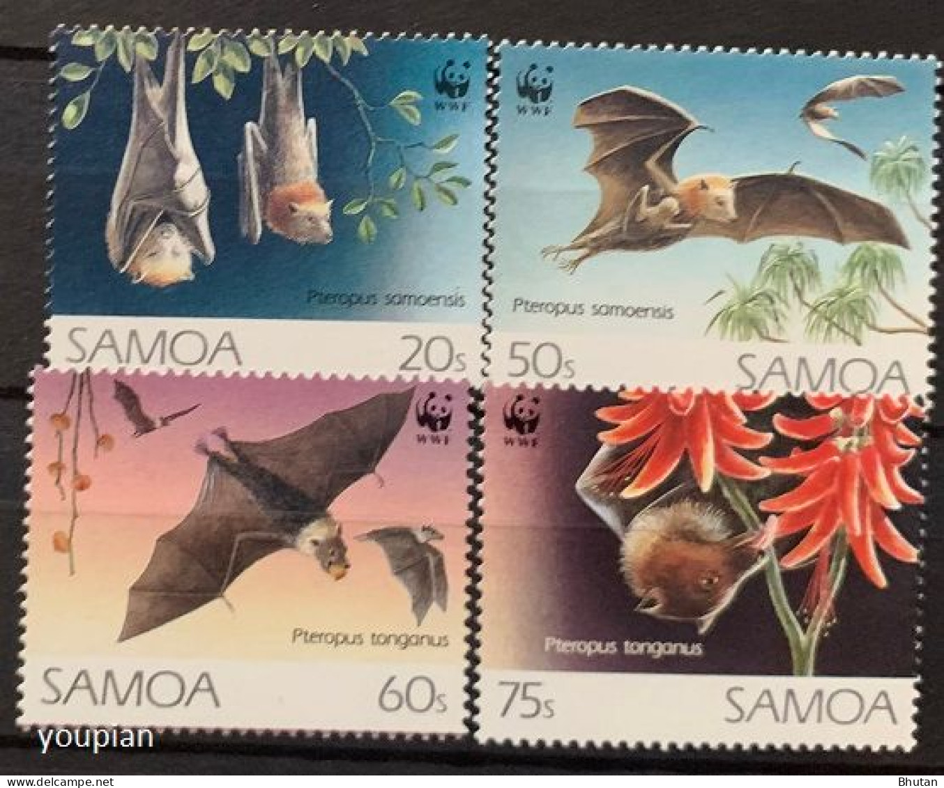 Samoa 1993, Endangered Species - Flying Foxes, MNH Stamps Set - Samoa