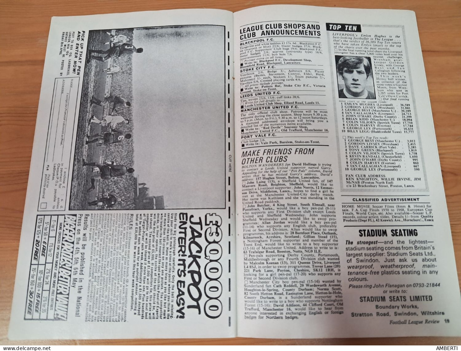 Football League Review poster Leeds Utd y Reading 1968/69