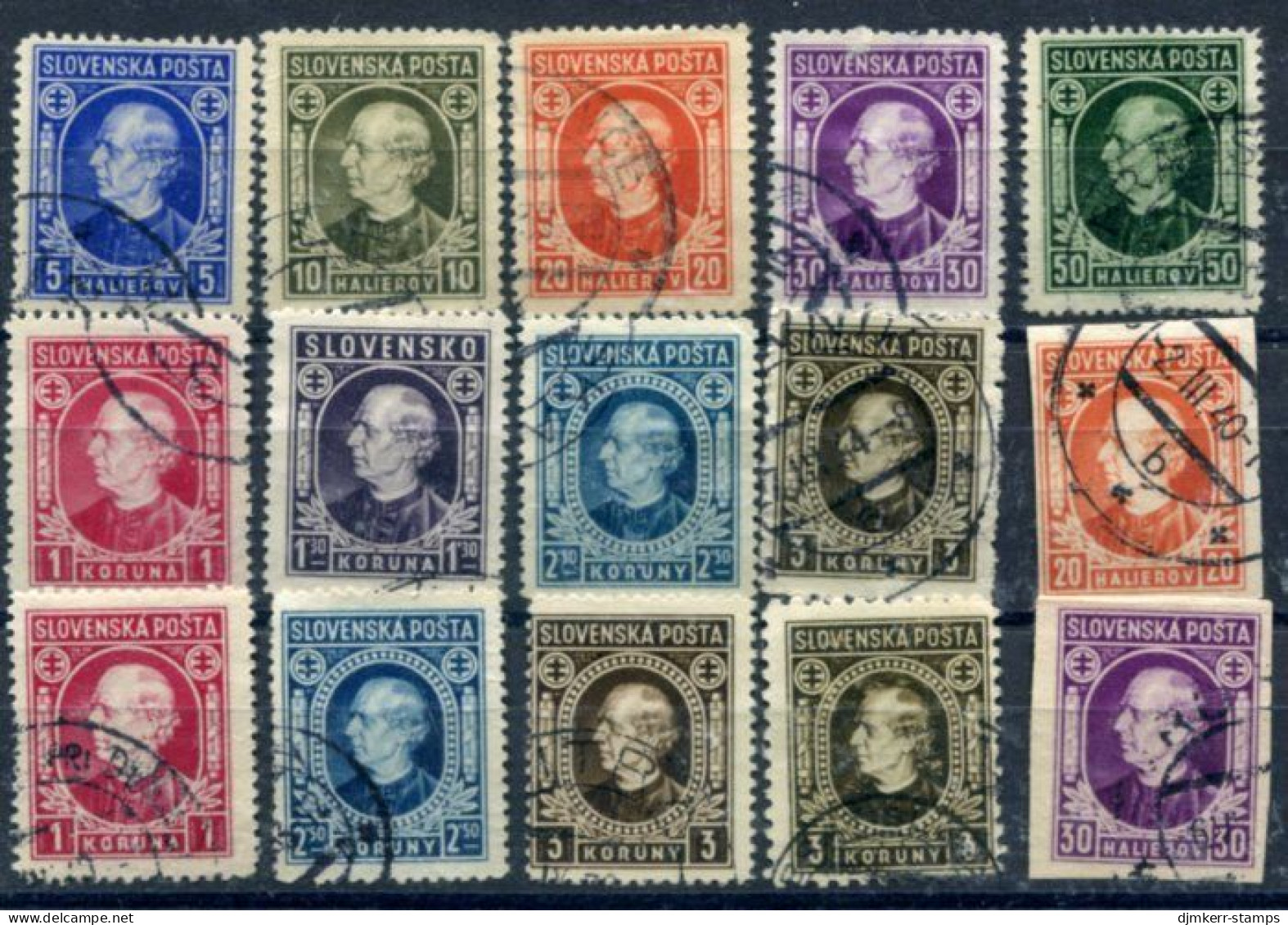 SLOVAKIA 1939+42 Hlinka Definitives  Used.  Michel 35-42XA, 30-42YA, 34-38D, 42YB, 97 - Oblitérés