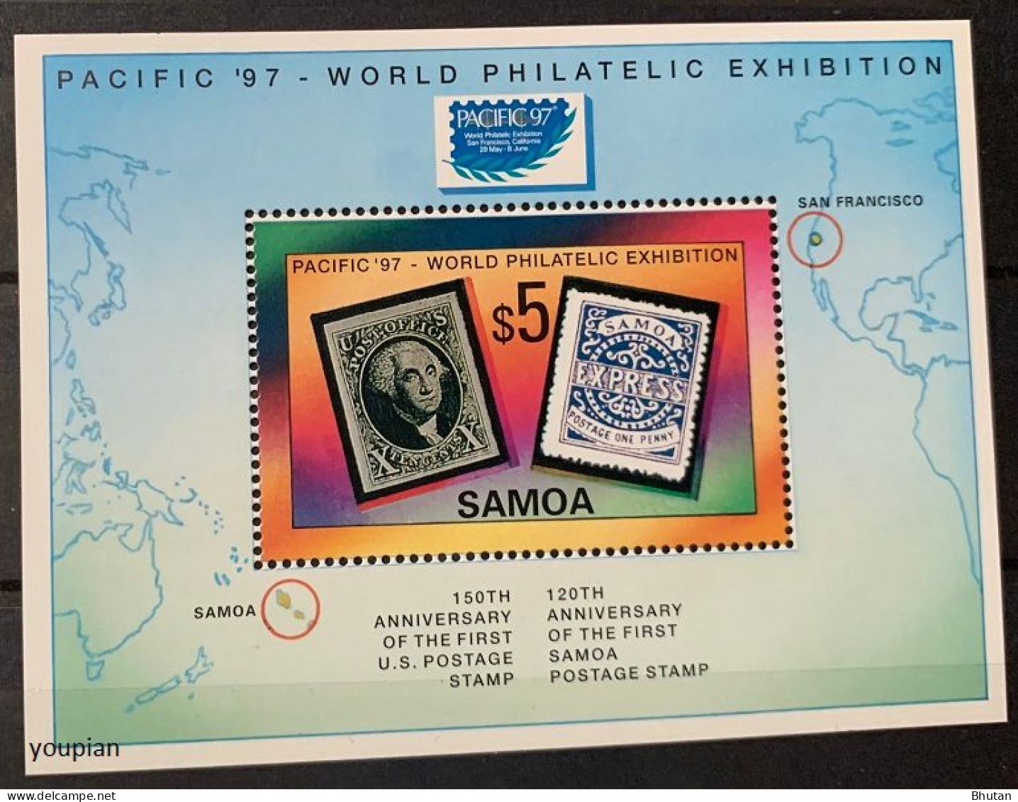 Samoa 1997, PACIFIC 97 Exhibition - 120th Anniversary Of The First Samoa Postage Stamp, MNH S/S - Samoa